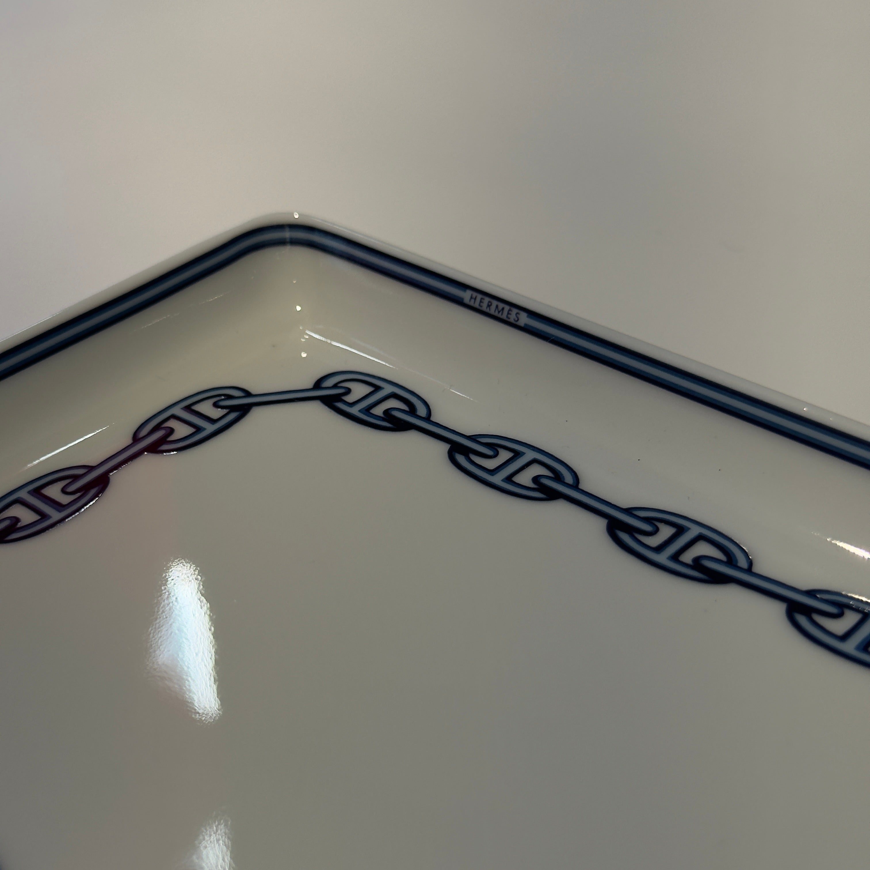 Hermes Porcelain Chaine D'ancre Tray Blue