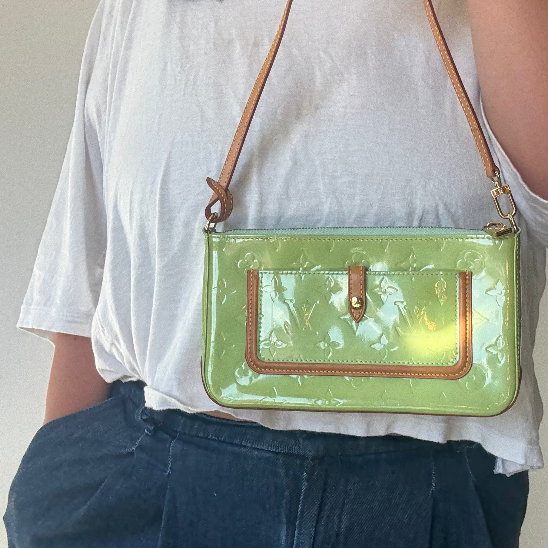 Rare Louis Vuitton Mallory Square Vernis Clutch Peppermint - Queen May