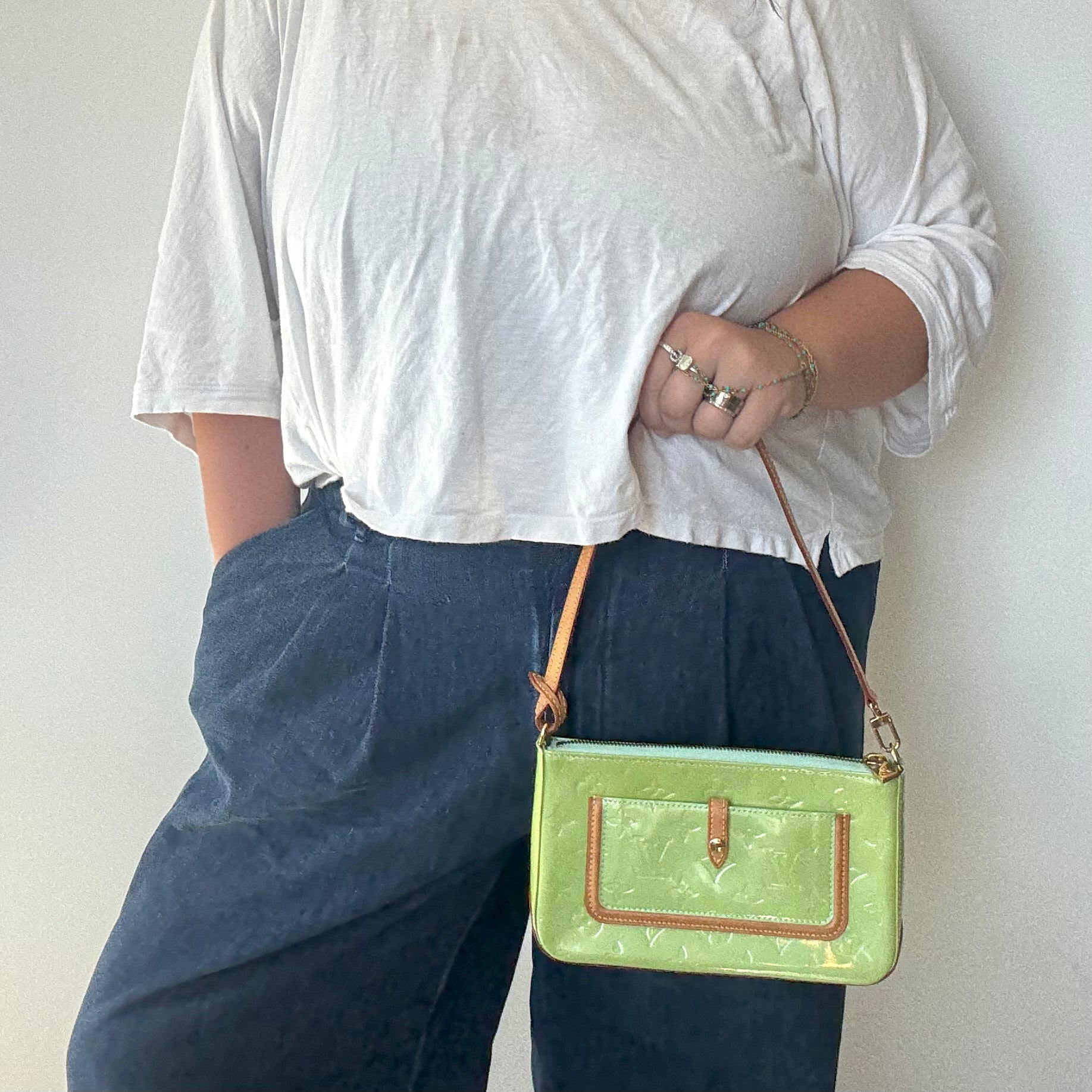 Rare Louis Vuitton Mallory Square Vernis Clutch Peppermint - Queen May