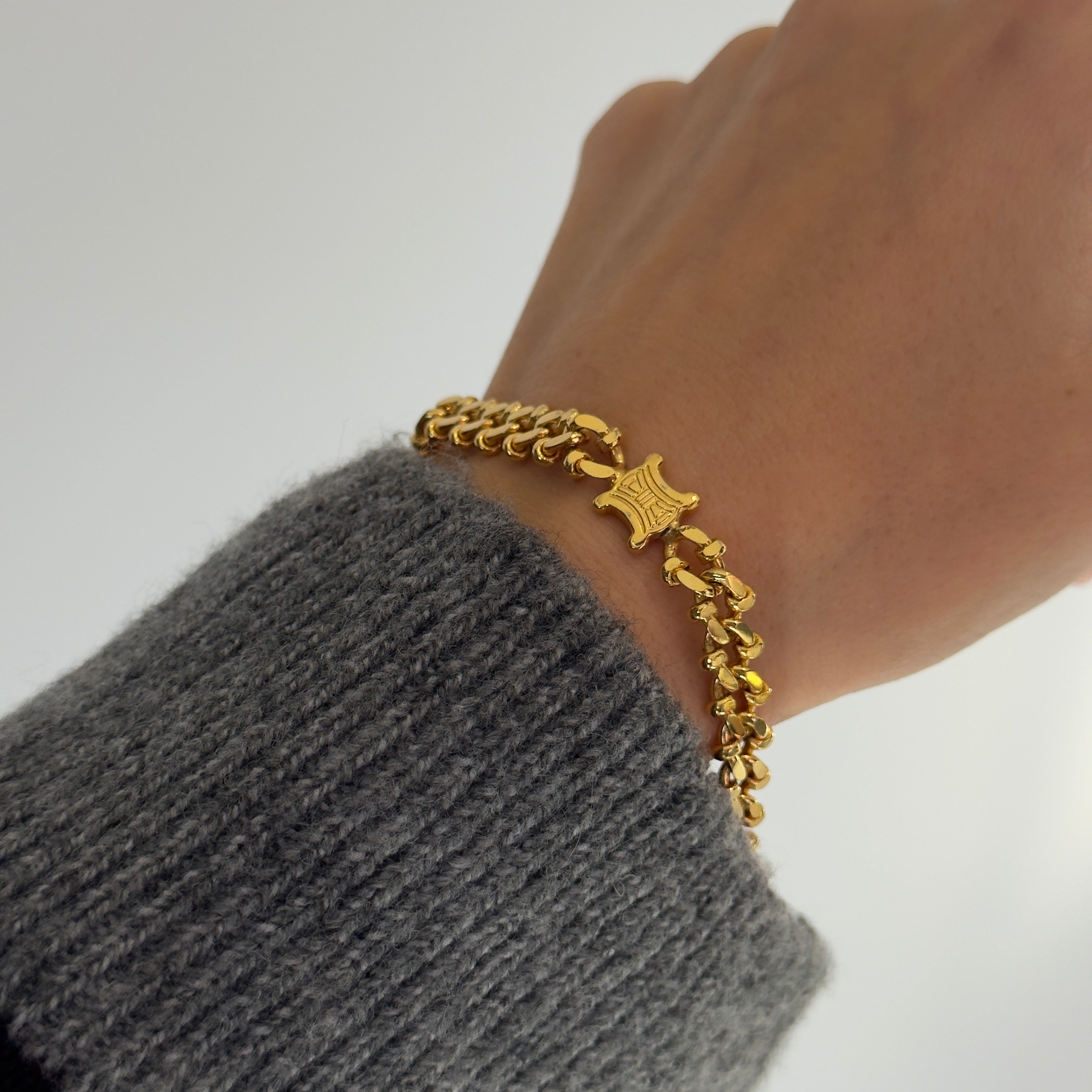 Celine Gold Tone Triomphe Bracelet - Queen May