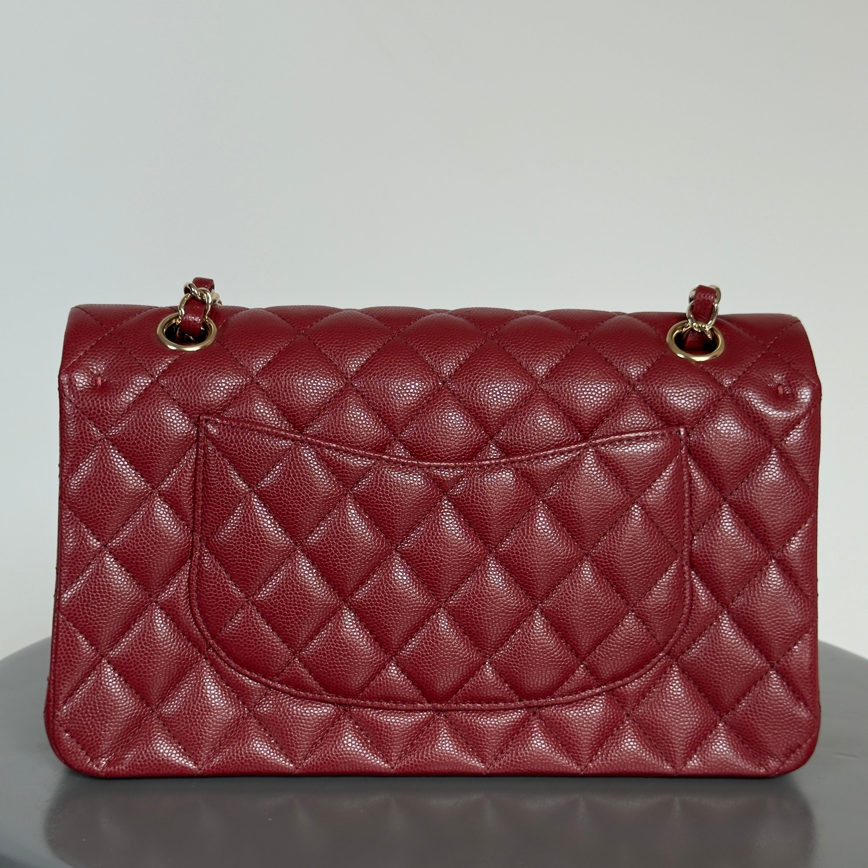 Chanel Medium Classic Double Flap Bag Burgundy Caviar With Gold Hardware - Queen May