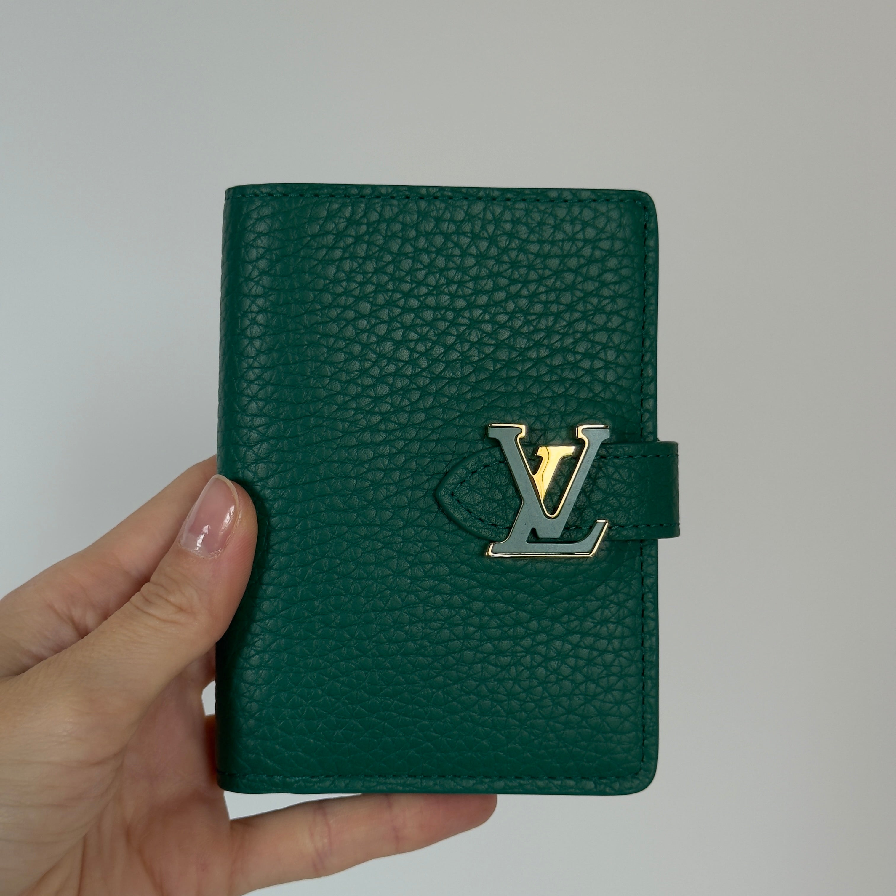 Louis Vuitton Vertical Wallet Taurillion Leather Compact Green - Queen May