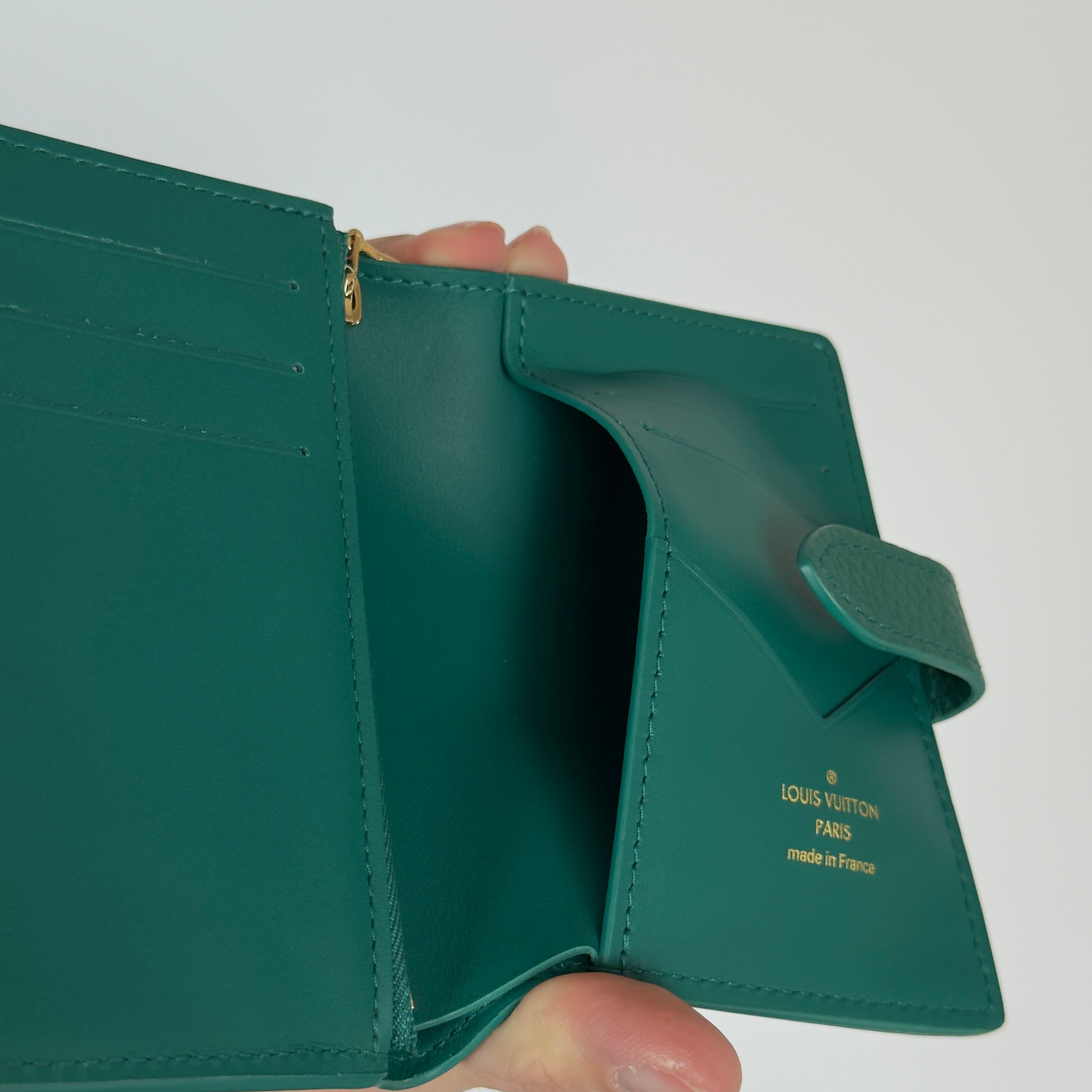 Louis Vuitton Vertical Wallet Taurillion Leather Compact Green - Queen May