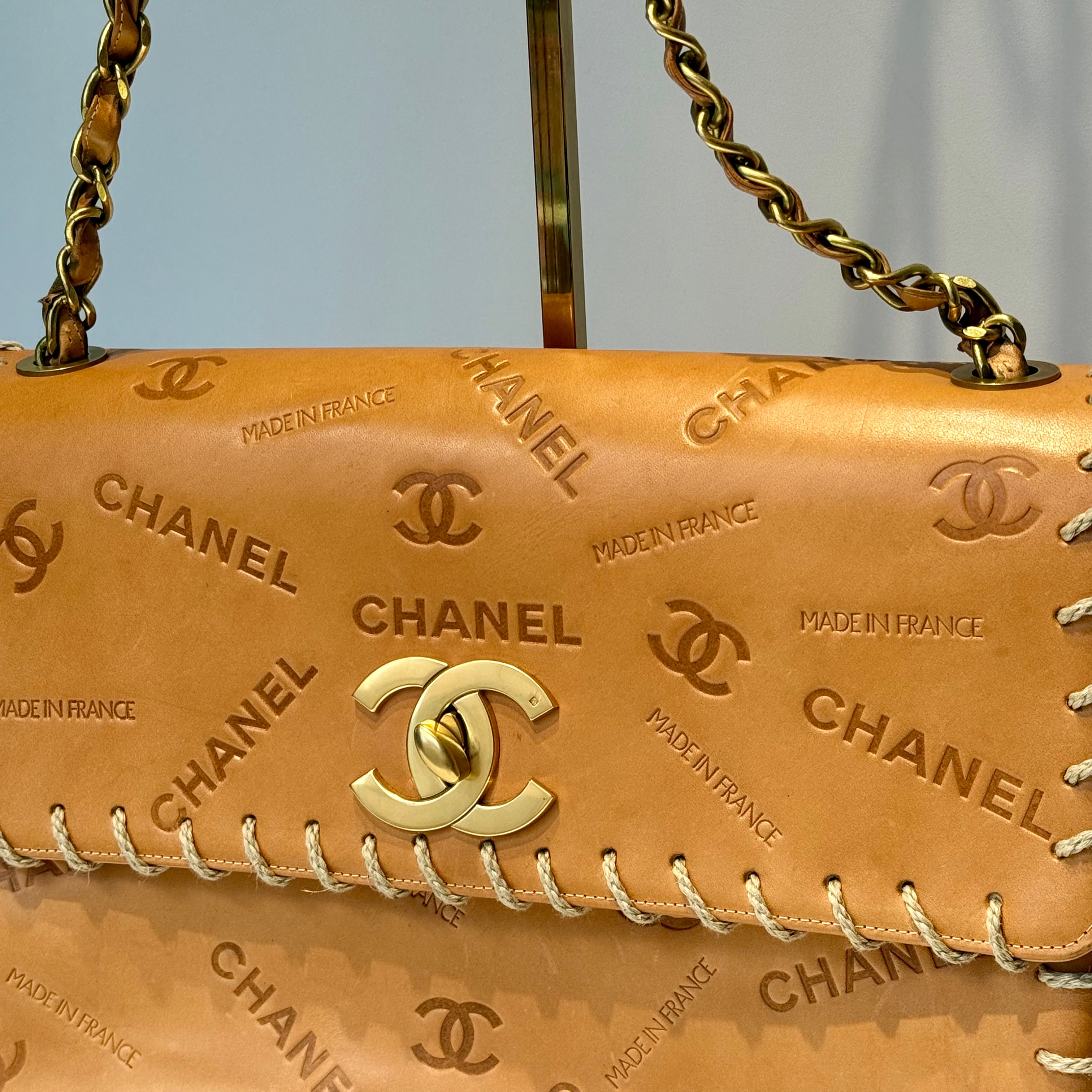 Rare Vintage Chanel CC Logo Whipstitch Flap Bag - Queen May