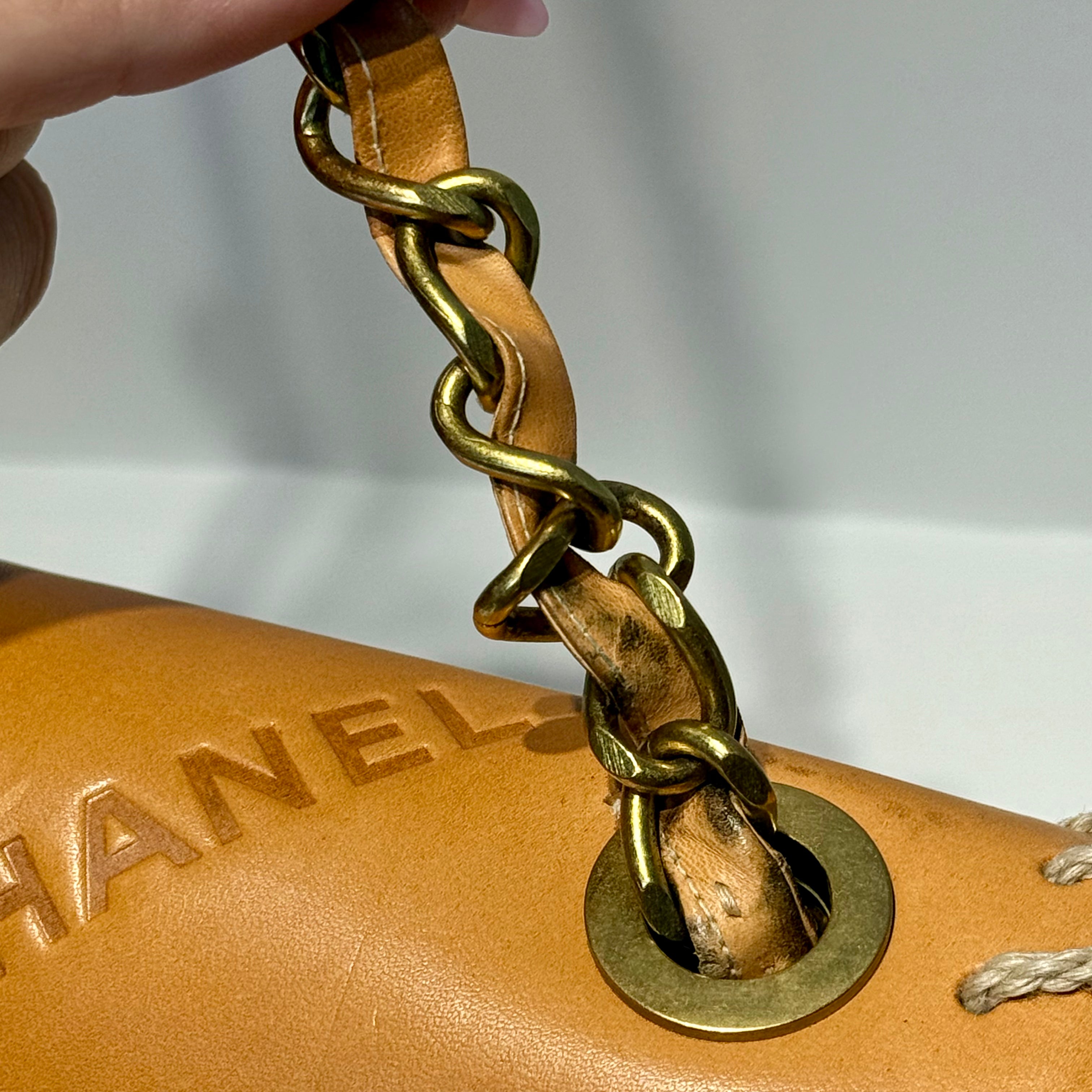 Rare Vintage Chanel CC Logo Whipstitch Flap Bag - Queen May