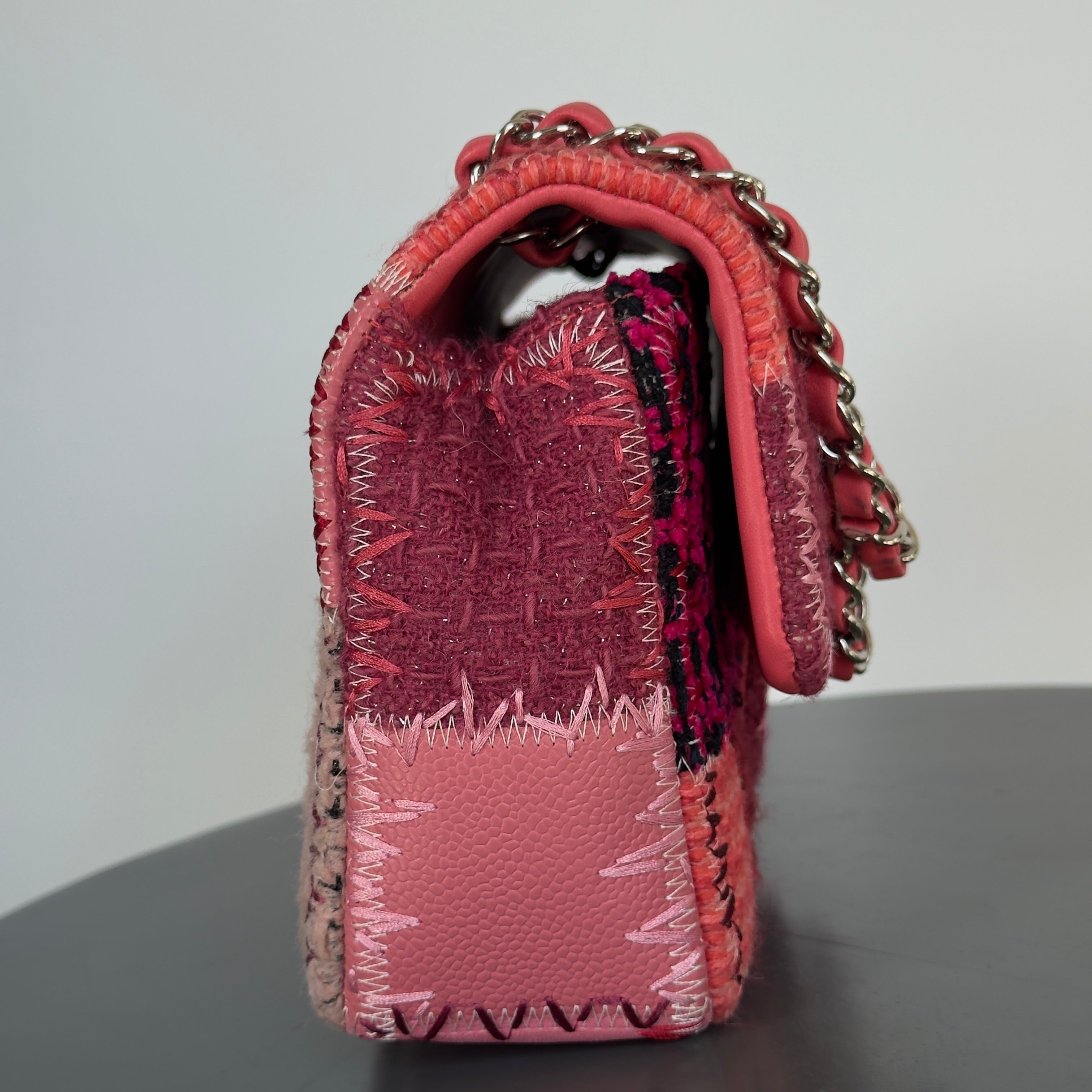 Ultra Rare Chanel Pink Tweed Patchwork Flap Bag - Queen May