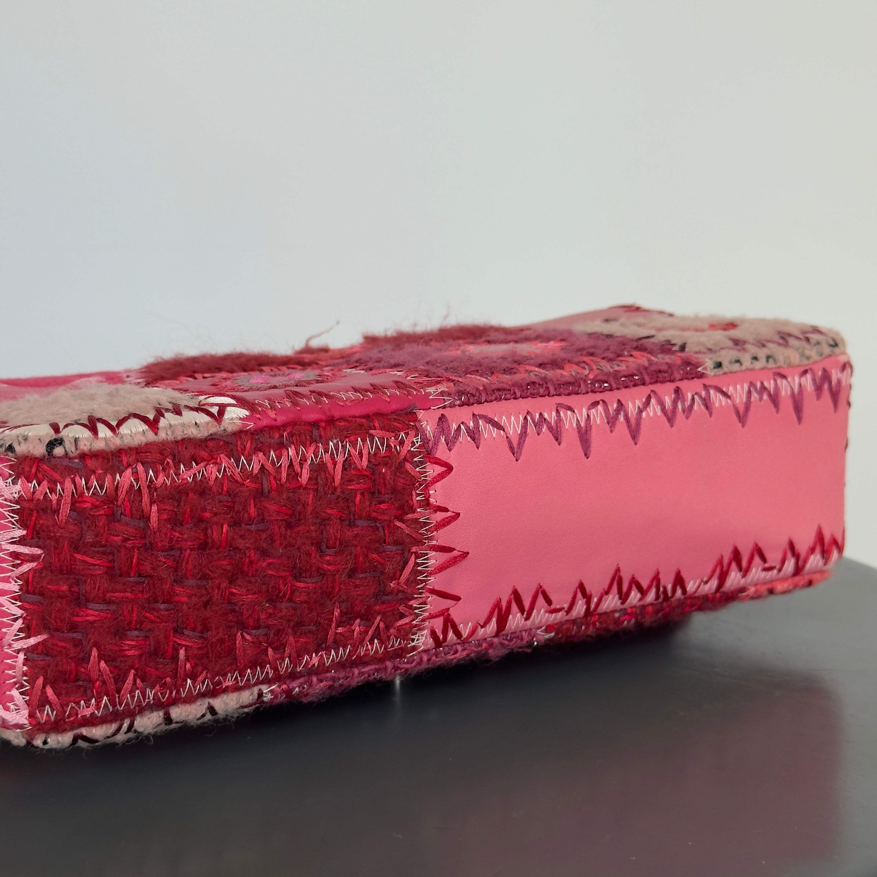 Ultra Rare Chanel Pink Tweed Patchwork Flap Bag - Queen May