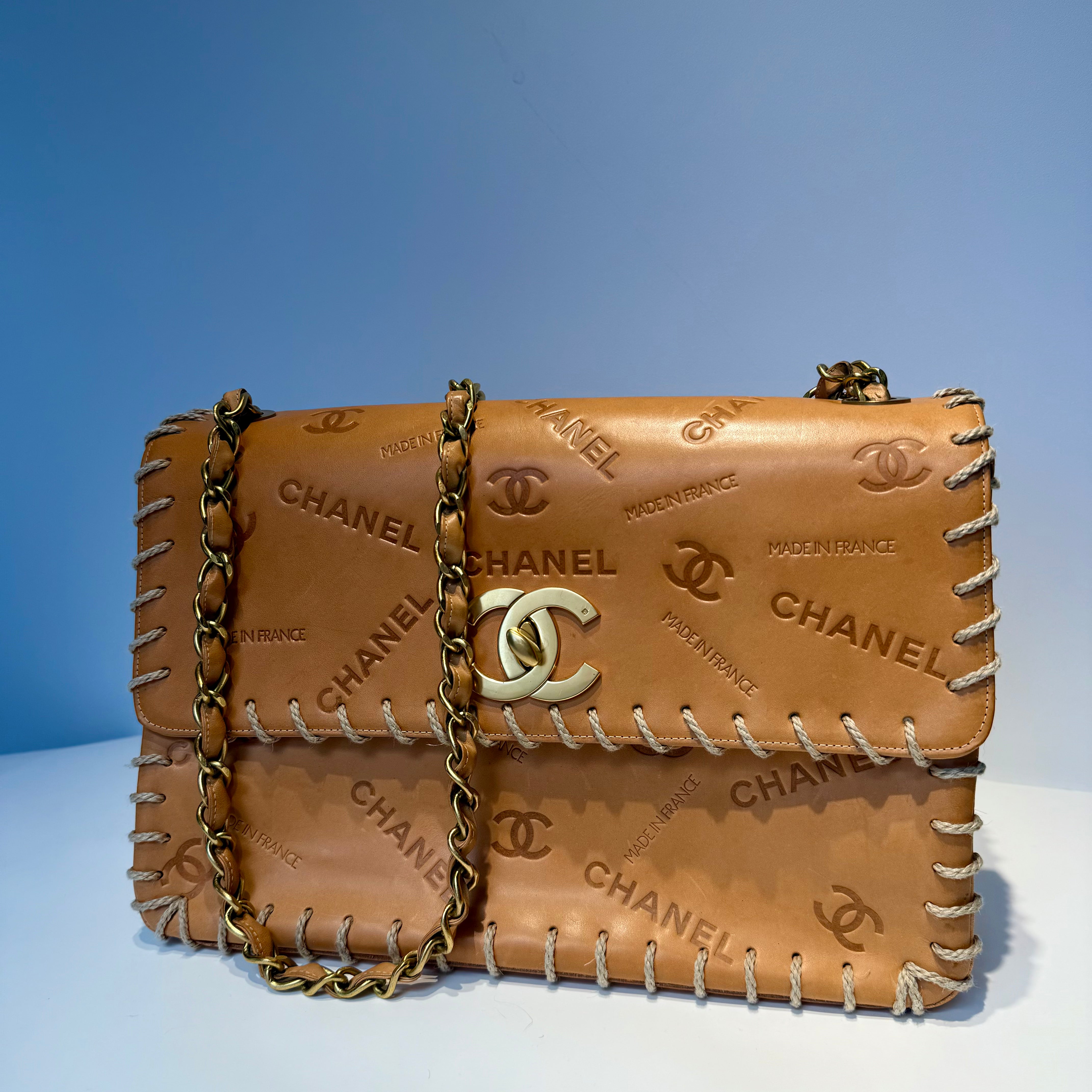 Rare Vintage Chanel CC Logo Whipstitch Flap Bag - Queen May