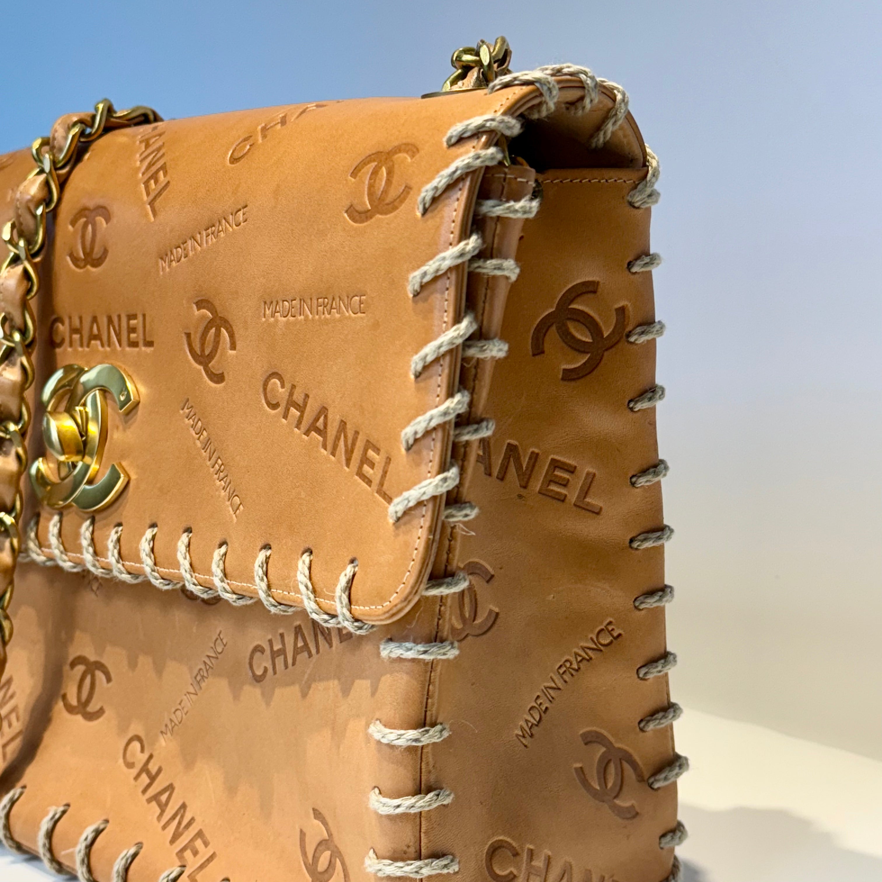 Rare Vintage Chanel CC Logo Whipstitch Flap Bag - Queen May