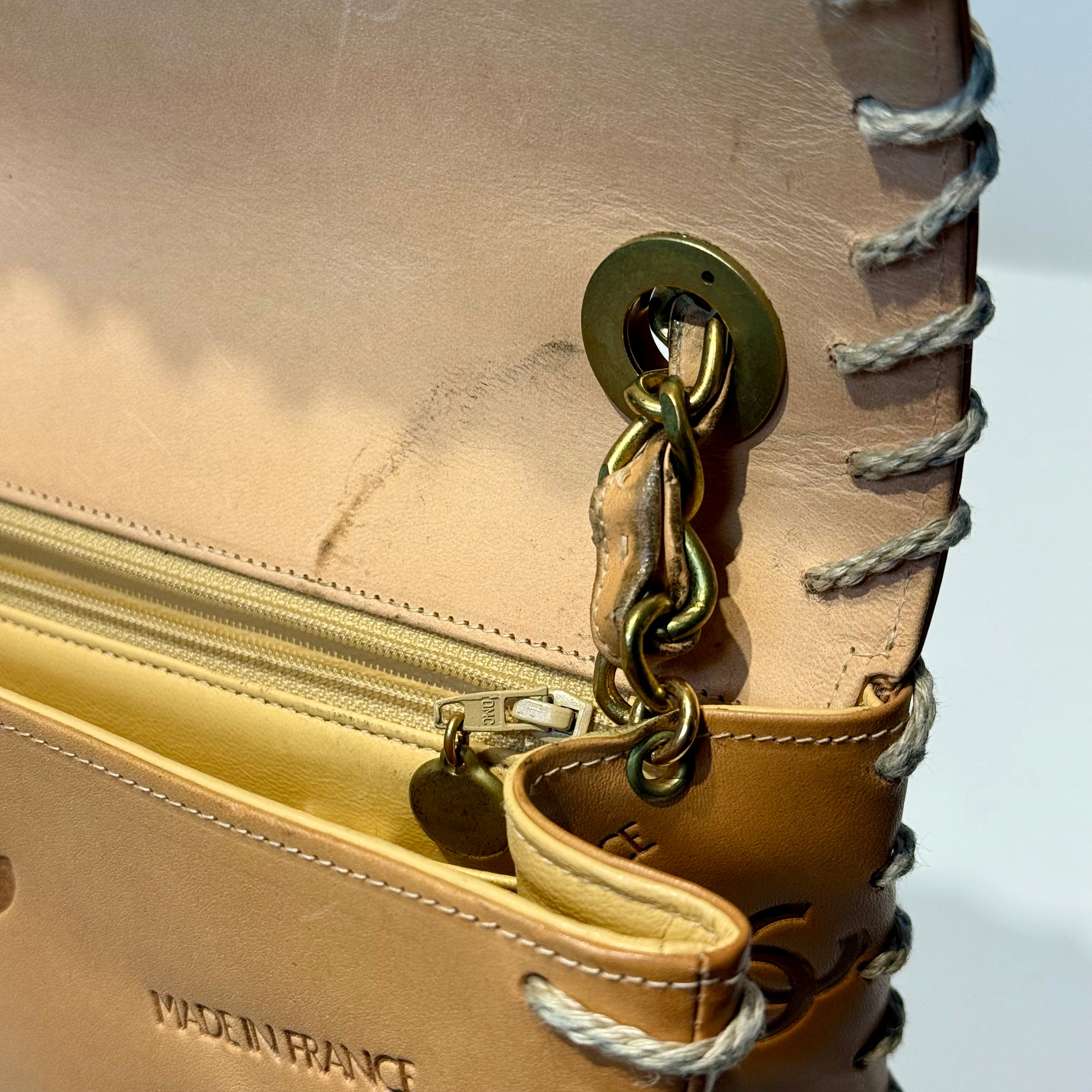 Rare Vintage Chanel CC Logo Whipstitch Flap Bag - Queen May