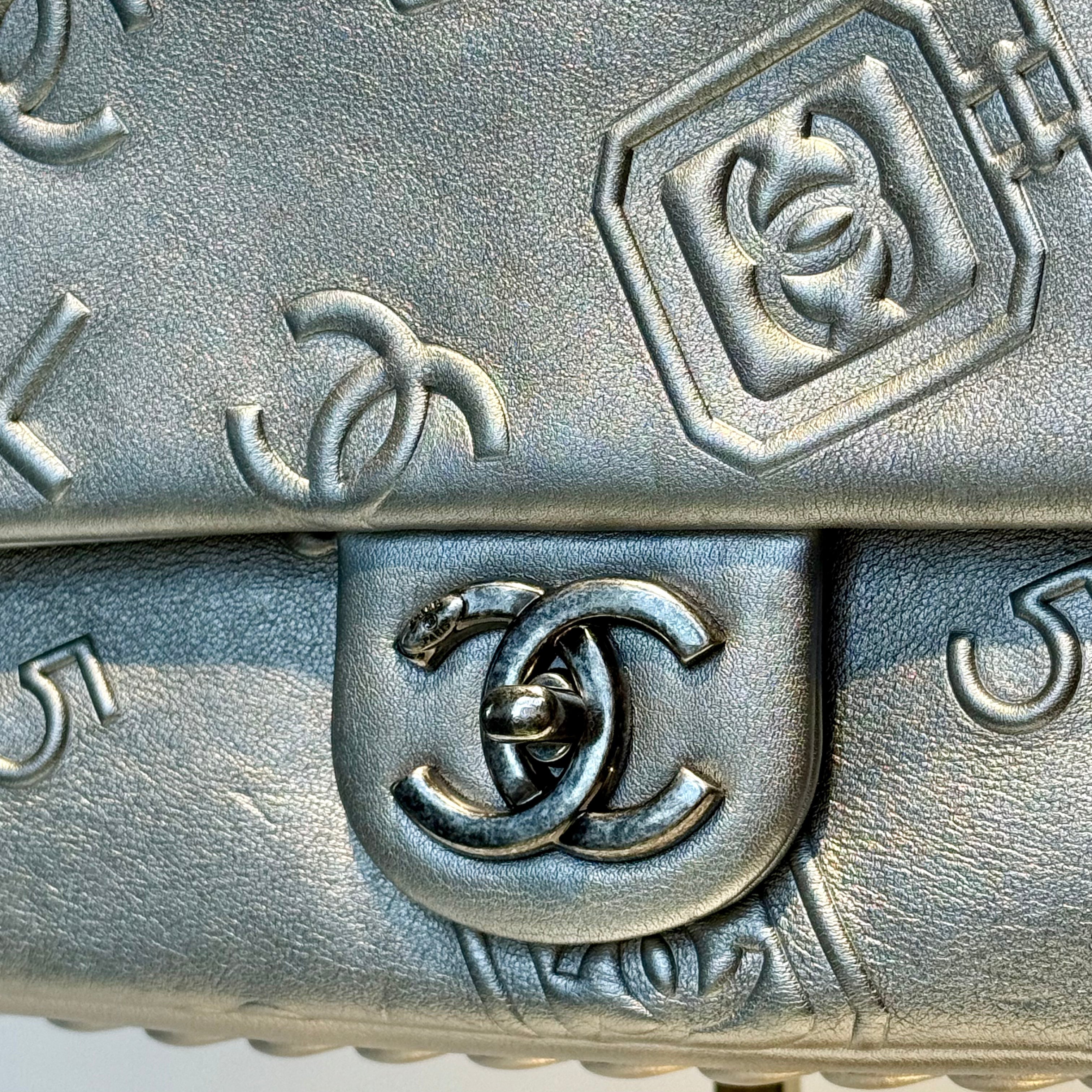 Chanel Silver Leather Medium Precious Symbols Bag - Queen May
