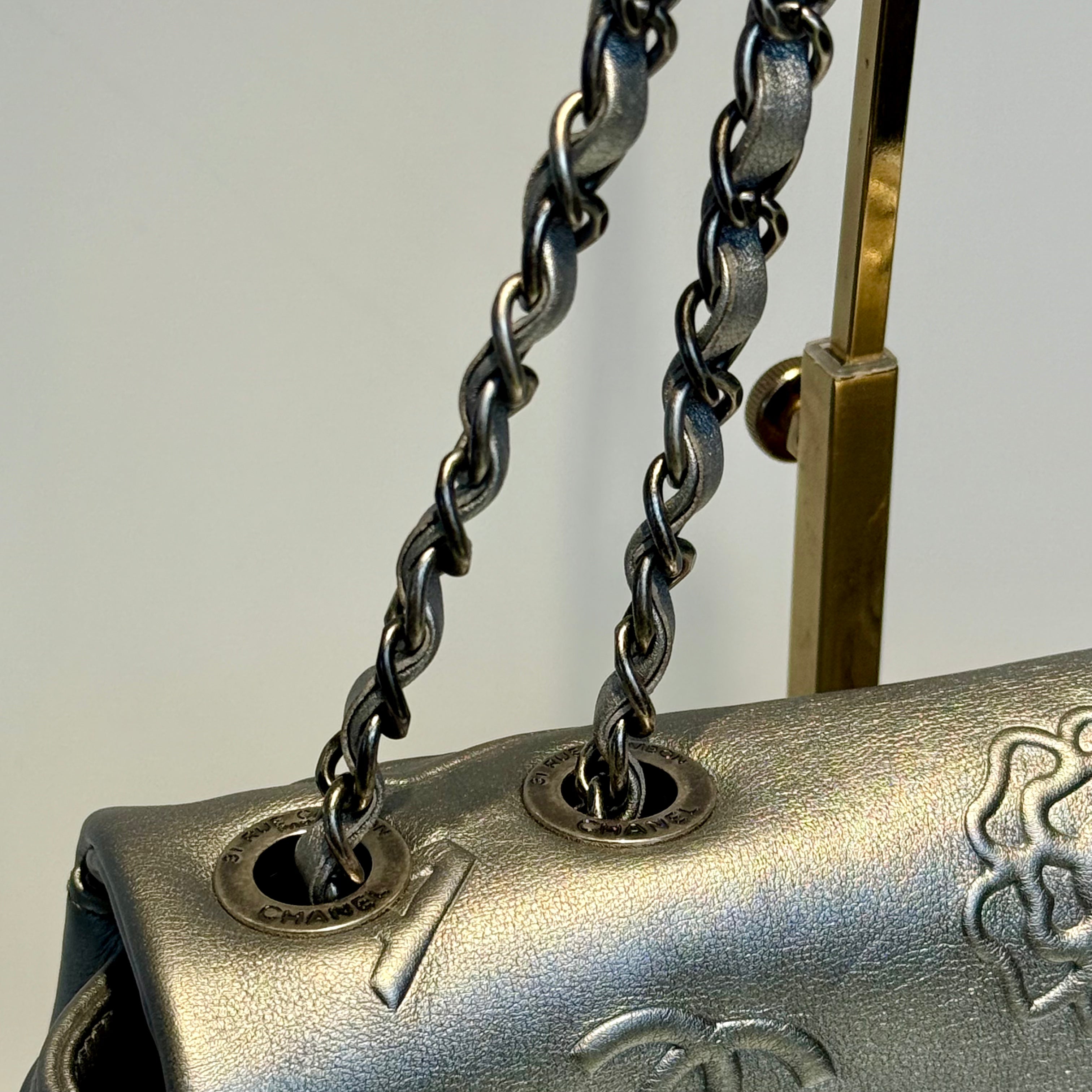 Chanel Silver Leather Medium Precious Symbols Bag - Queen May