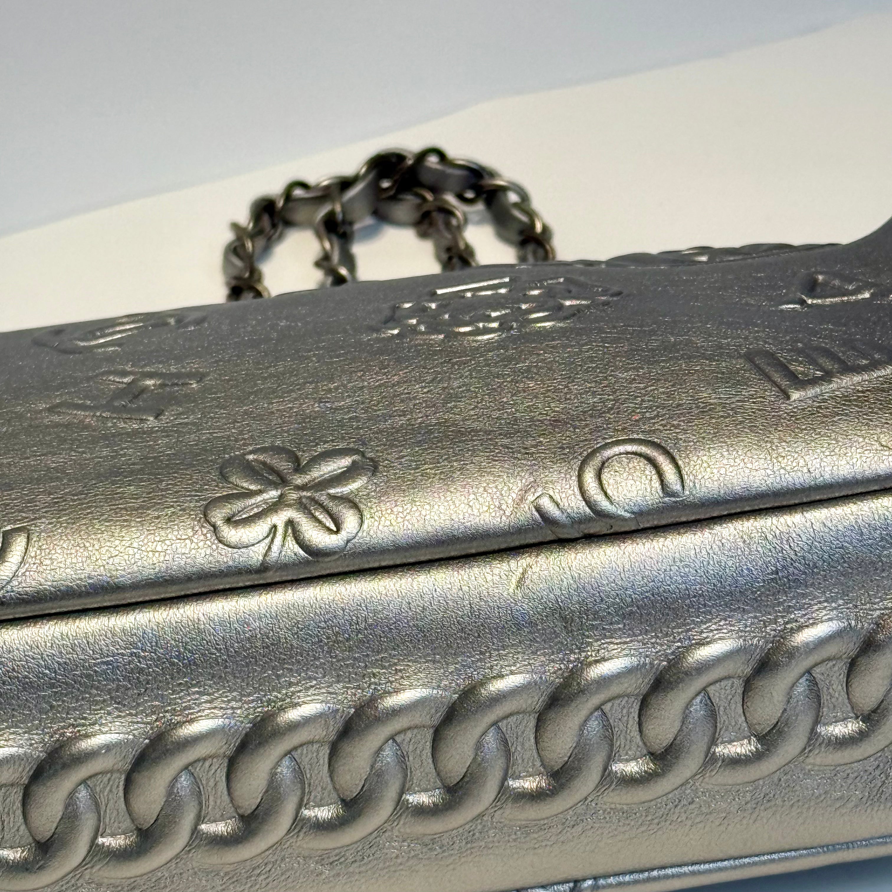 Chanel Silver Leather Medium Precious Symbols Bag - Queen May