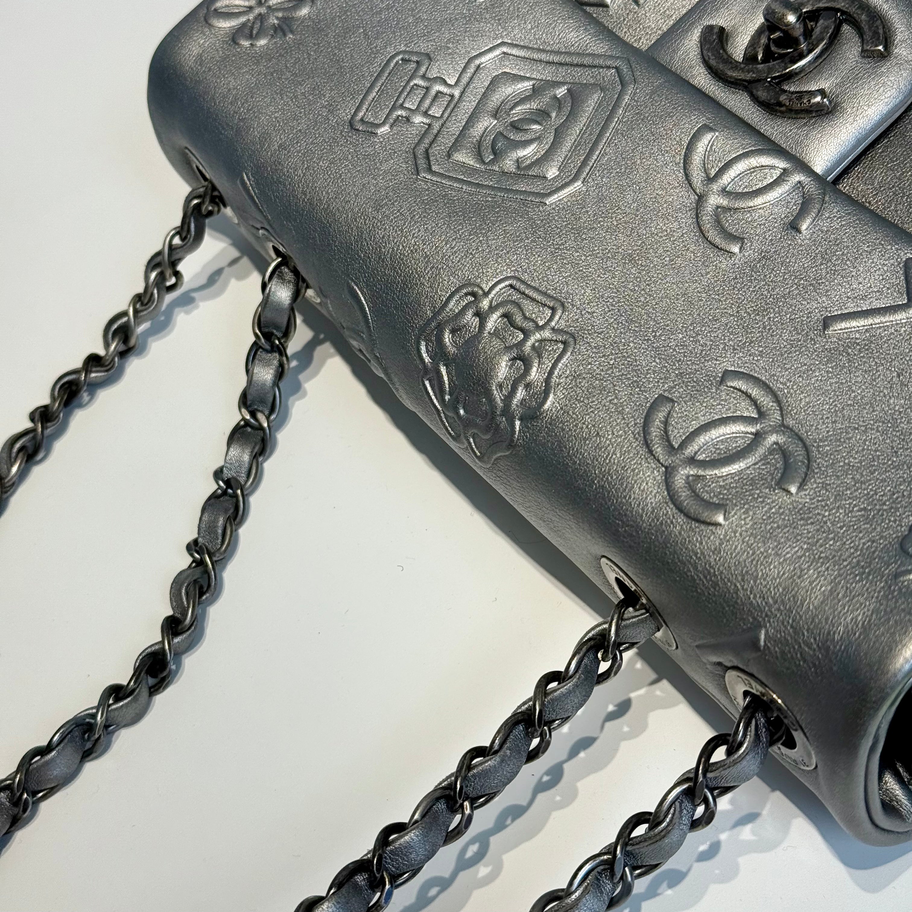 Chanel Silver Leather Medium Precious Symbols Bag - Queen May