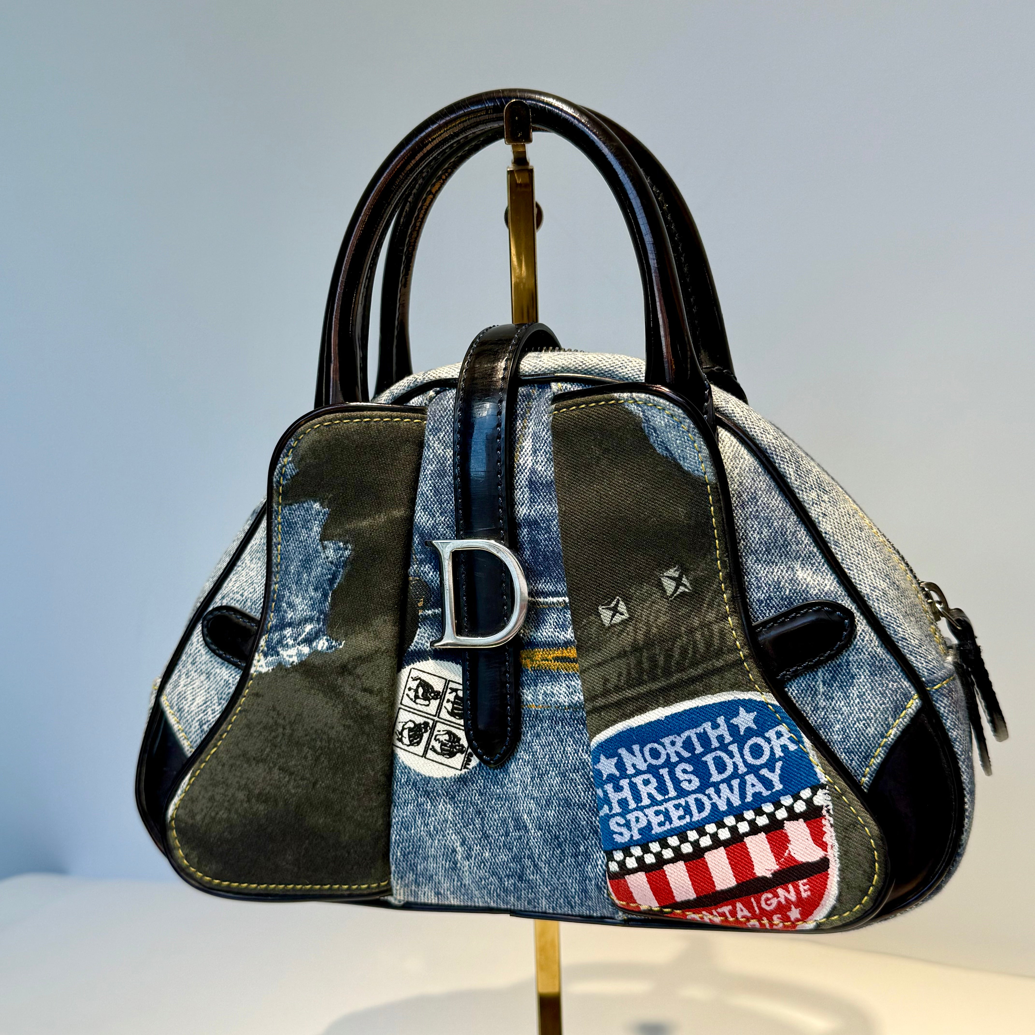 Christian Dior Denim Speedway Mini Saddle Bowler Blue - Queen May