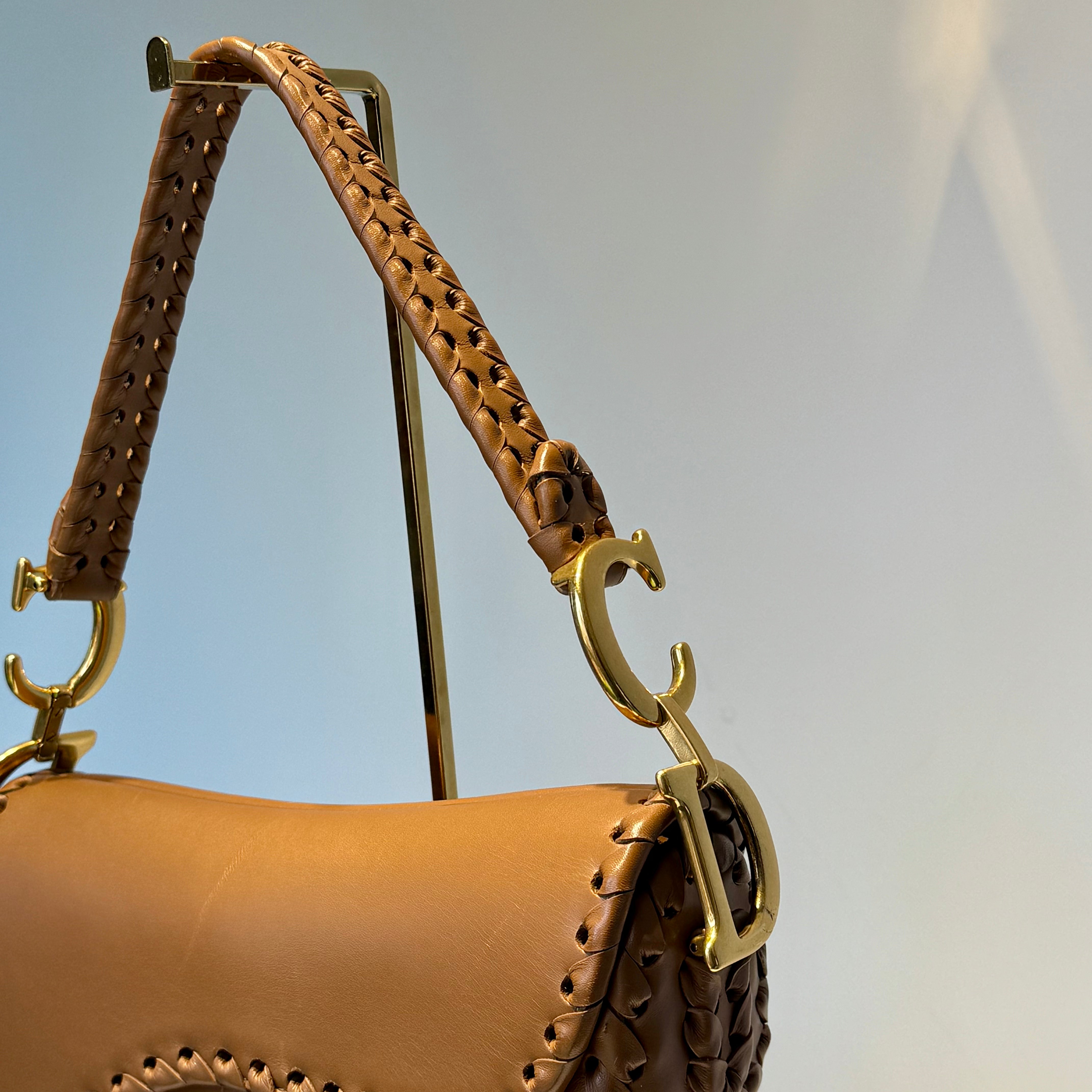 Christian Dior Whipstitch Saddle Bag With Embroidered Studded Canvas Kaleidoscope Strap - Queen May