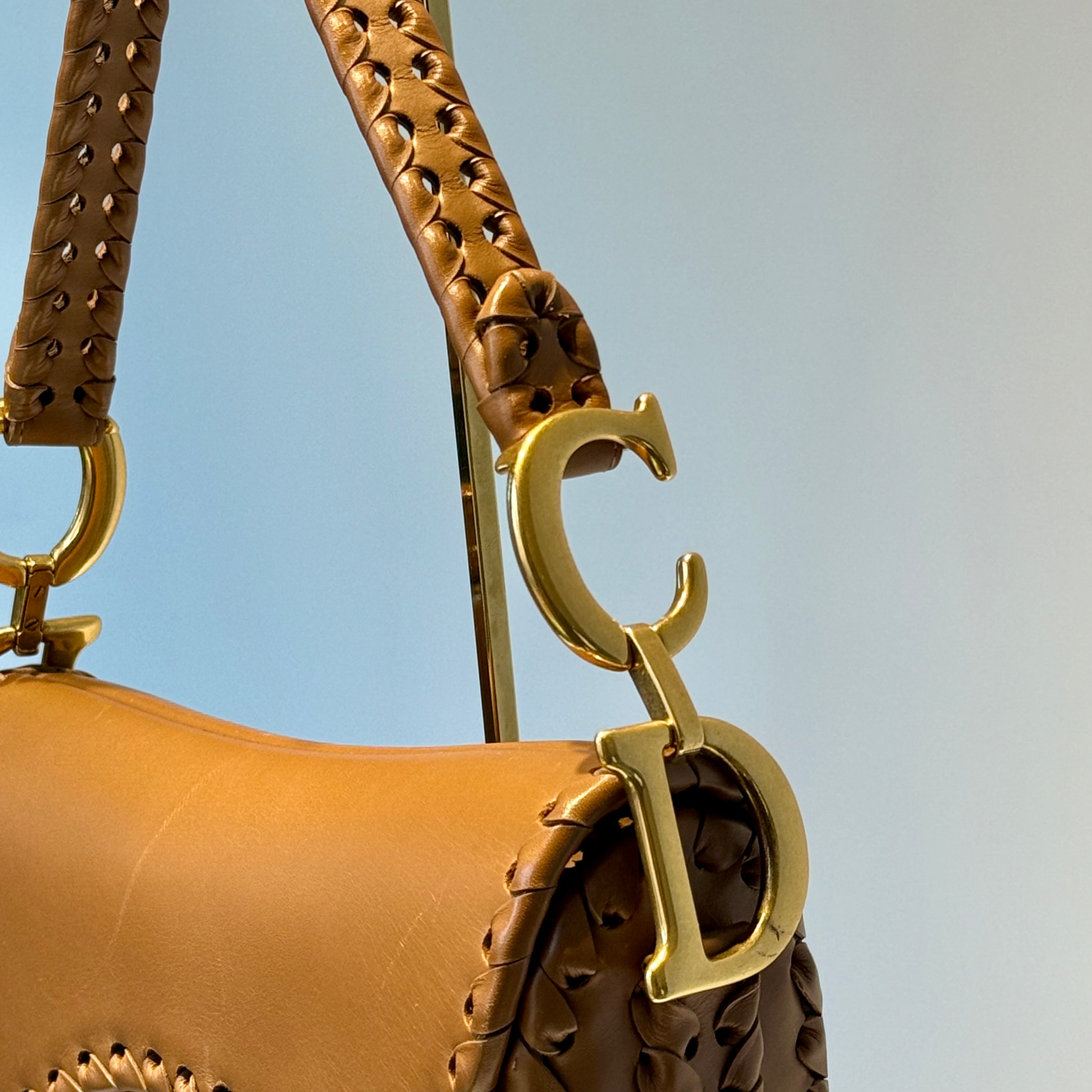 Christian Dior Whipstitch Saddle Bag With Embroidered Studded Canvas Kaleidoscope Strap - Queen May