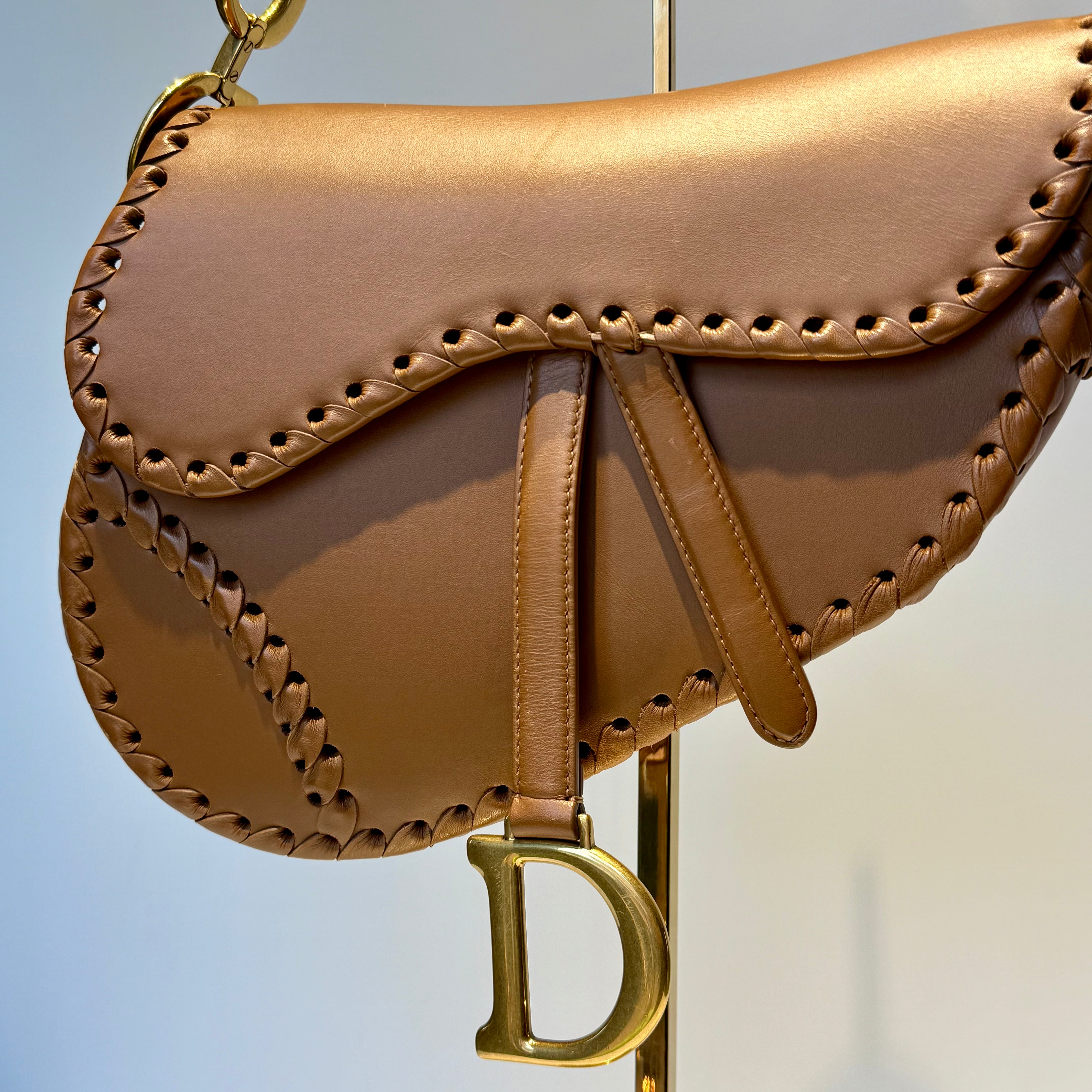 Christian Dior Whipstitch Saddle Bag With Embroidered Studded Canvas Kaleidoscope Strap - Queen May