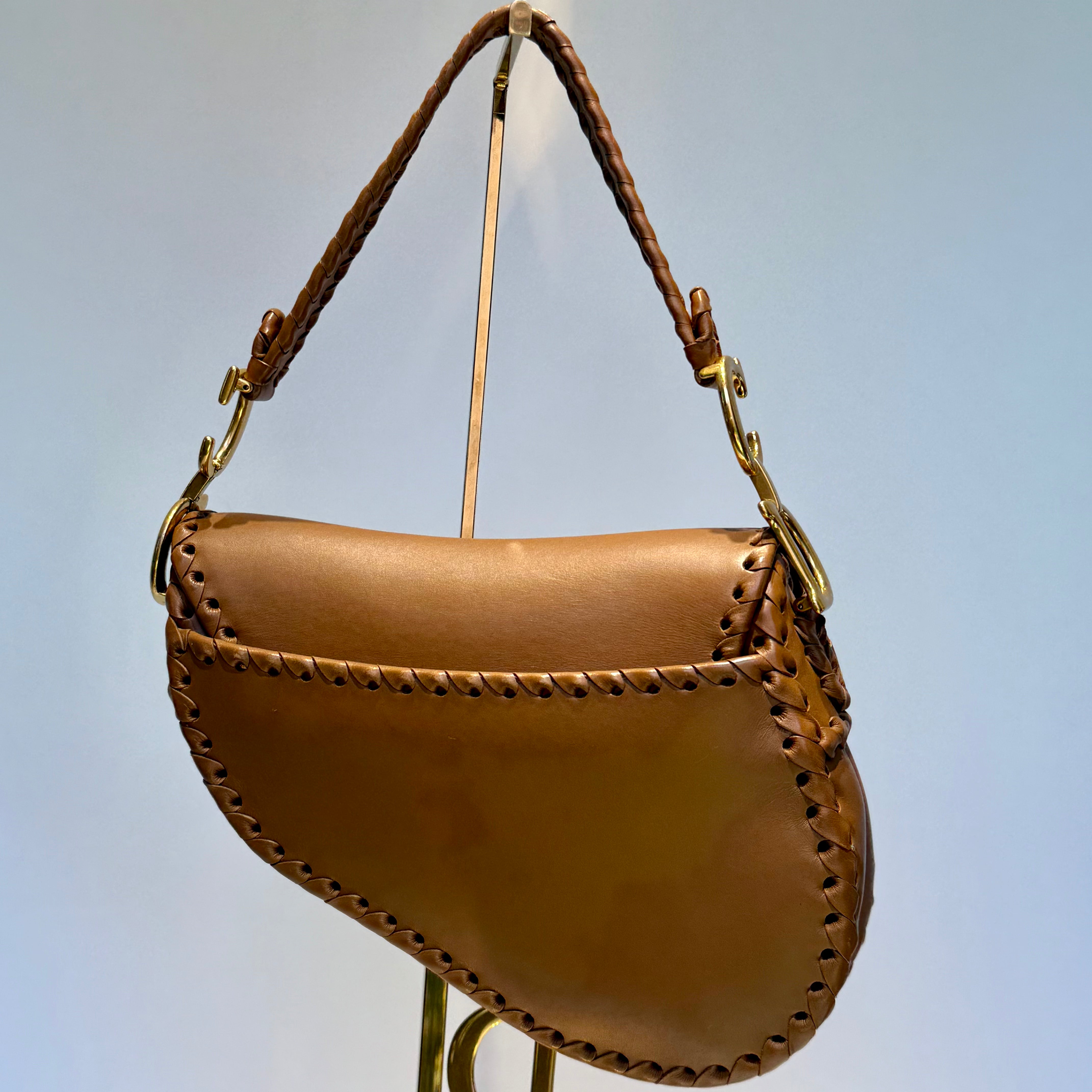 Christian Dior Whipstitch Saddle Bag With Embroidered Studded Canvas Kaleidoscope Strap - Queen May