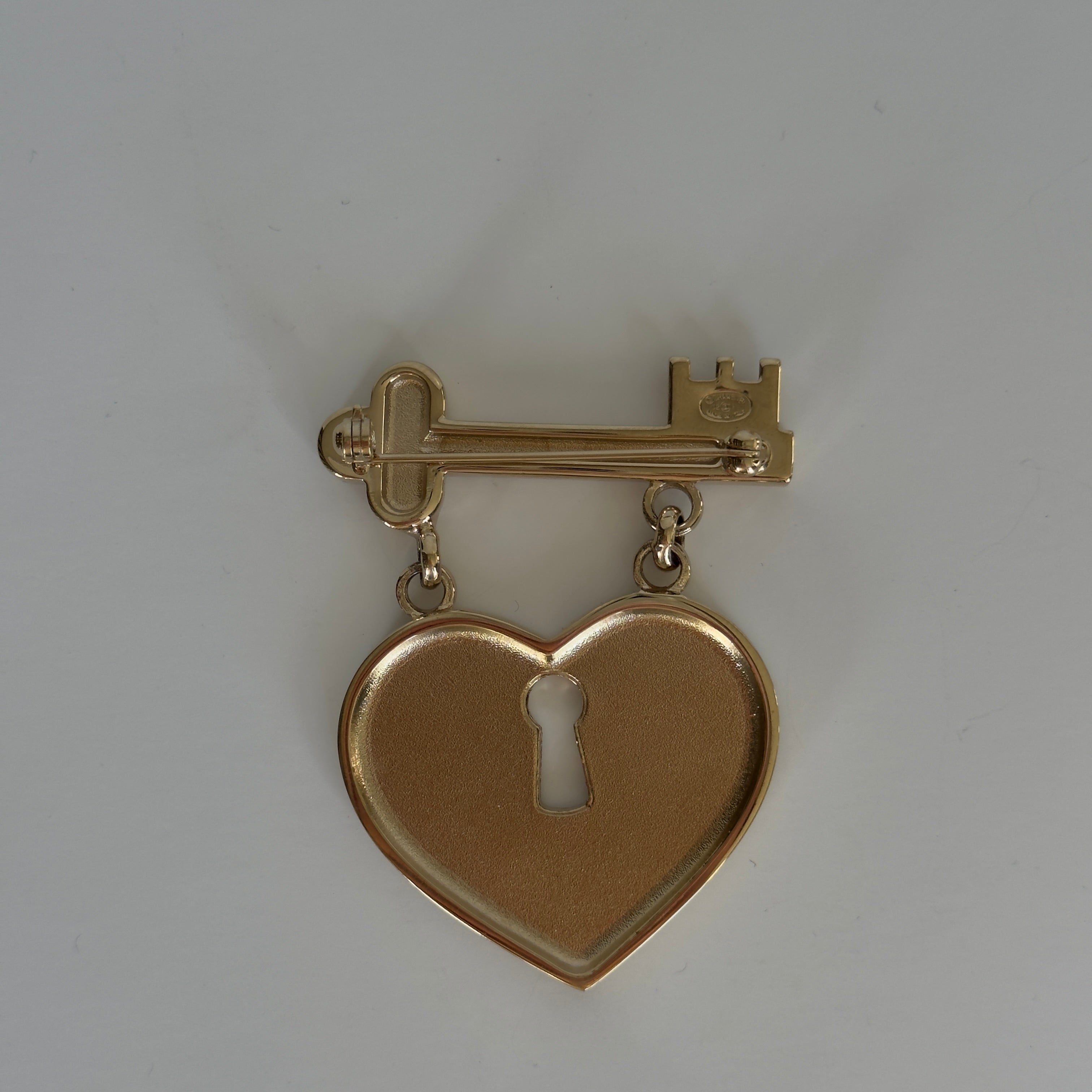 Chanel 2002 Rhinestone Embellished Heart Key Brooch - Queen May