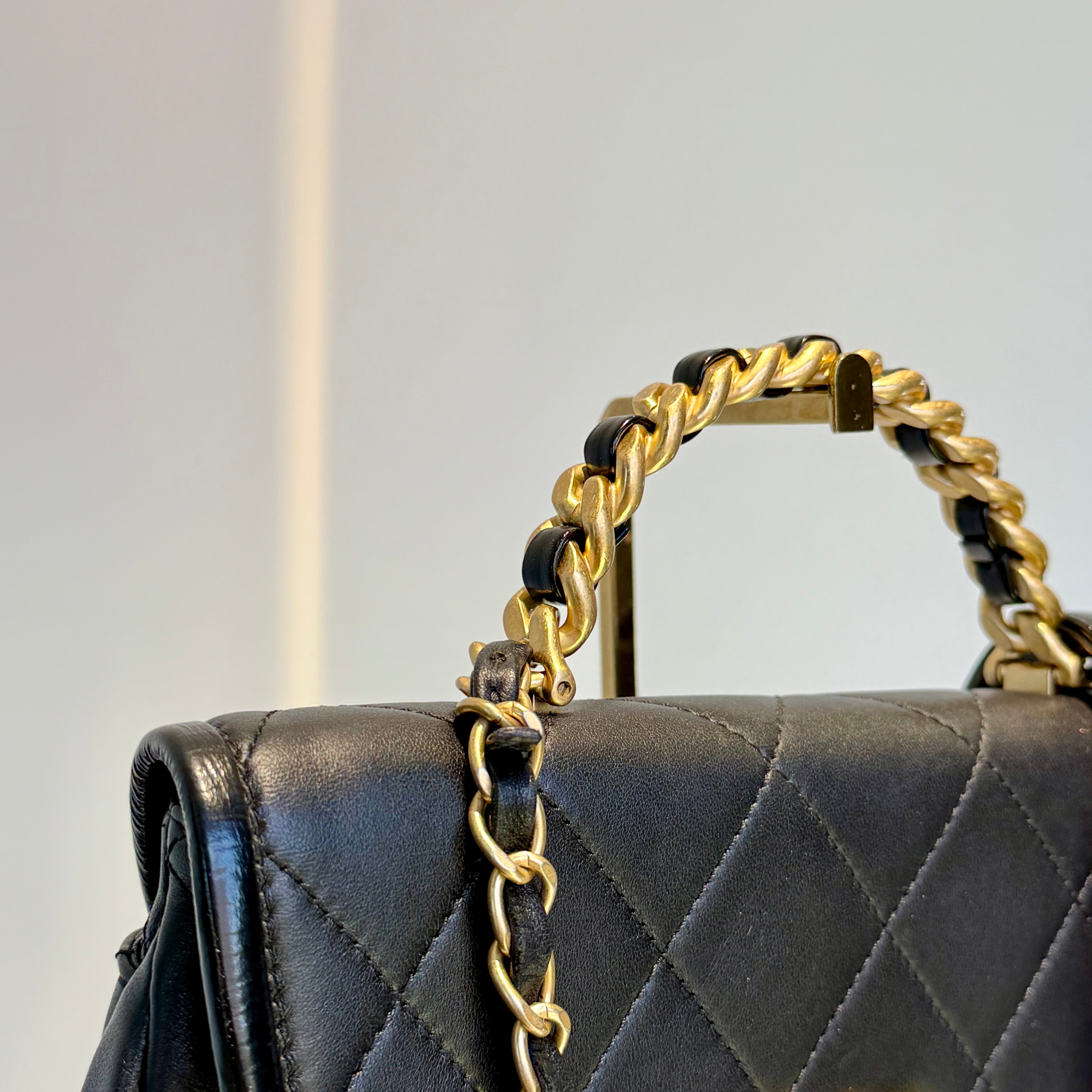 Chanel CC Chain Handle Flap Bag Quilted Crumpled Lambskin - Queen May