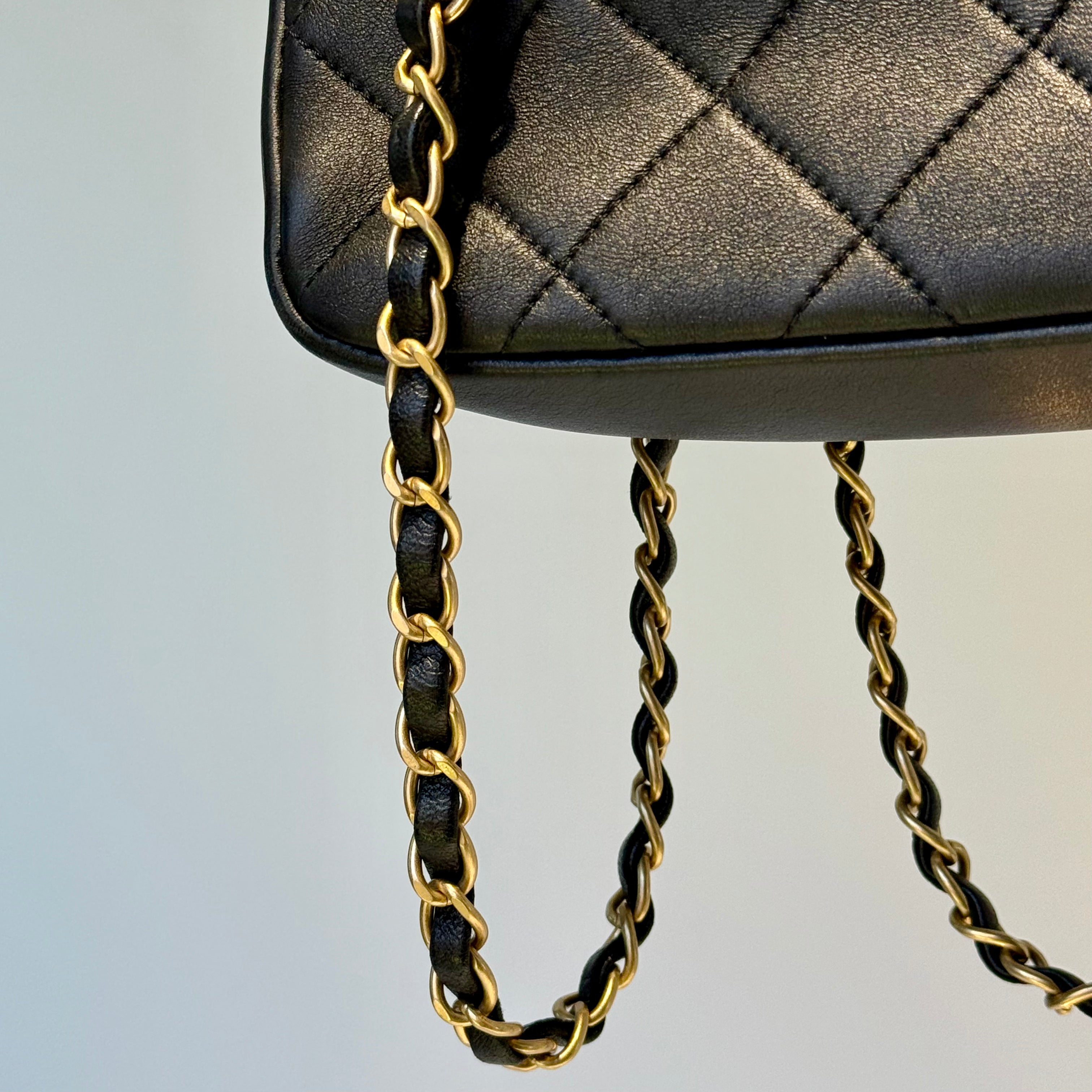 Chanel CC Chain Handle Flap Bag Quilted Crumpled Lambskin - Queen May