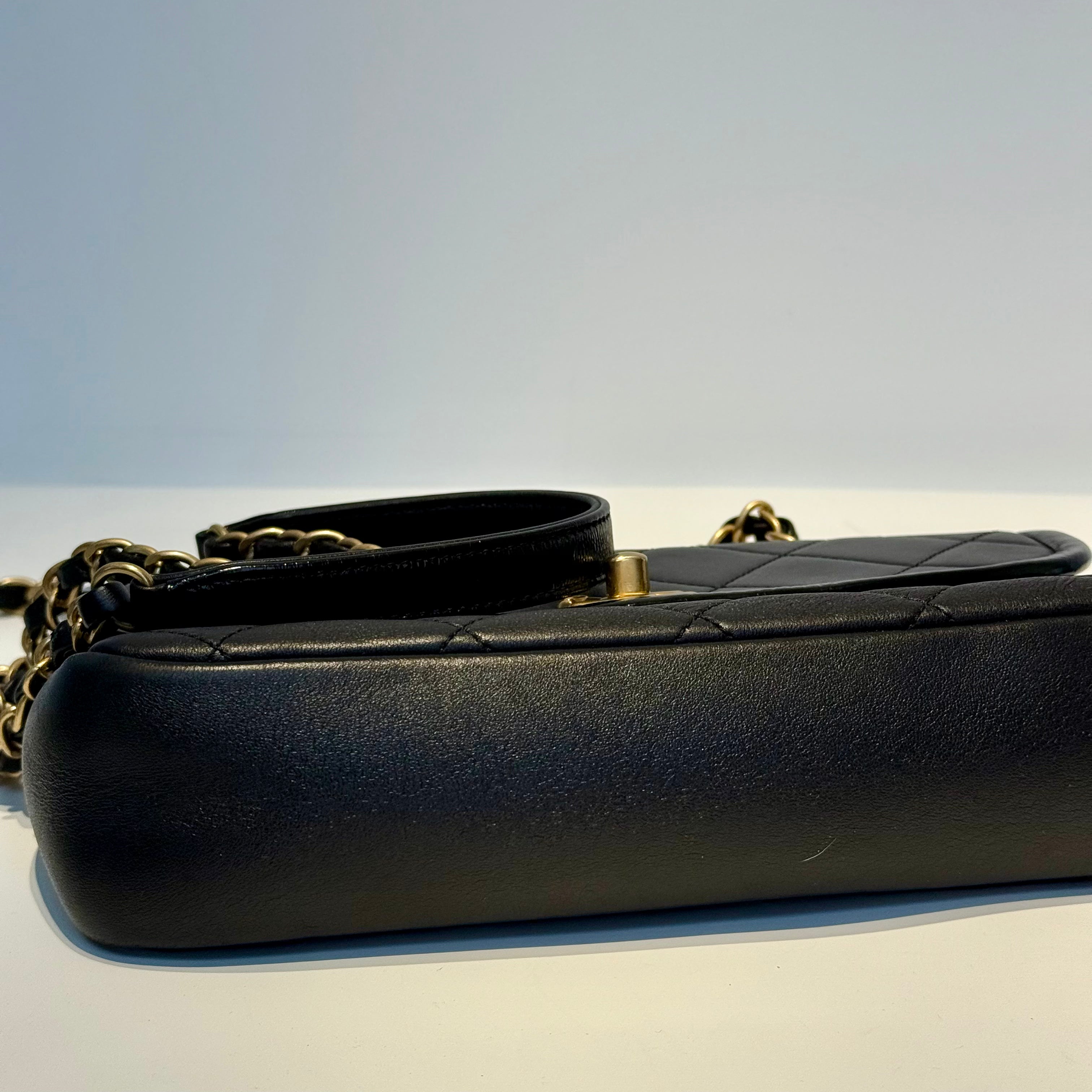 Chanel CC Chain Handle Flap Bag Quilted Crumpled Lambskin - Queen May