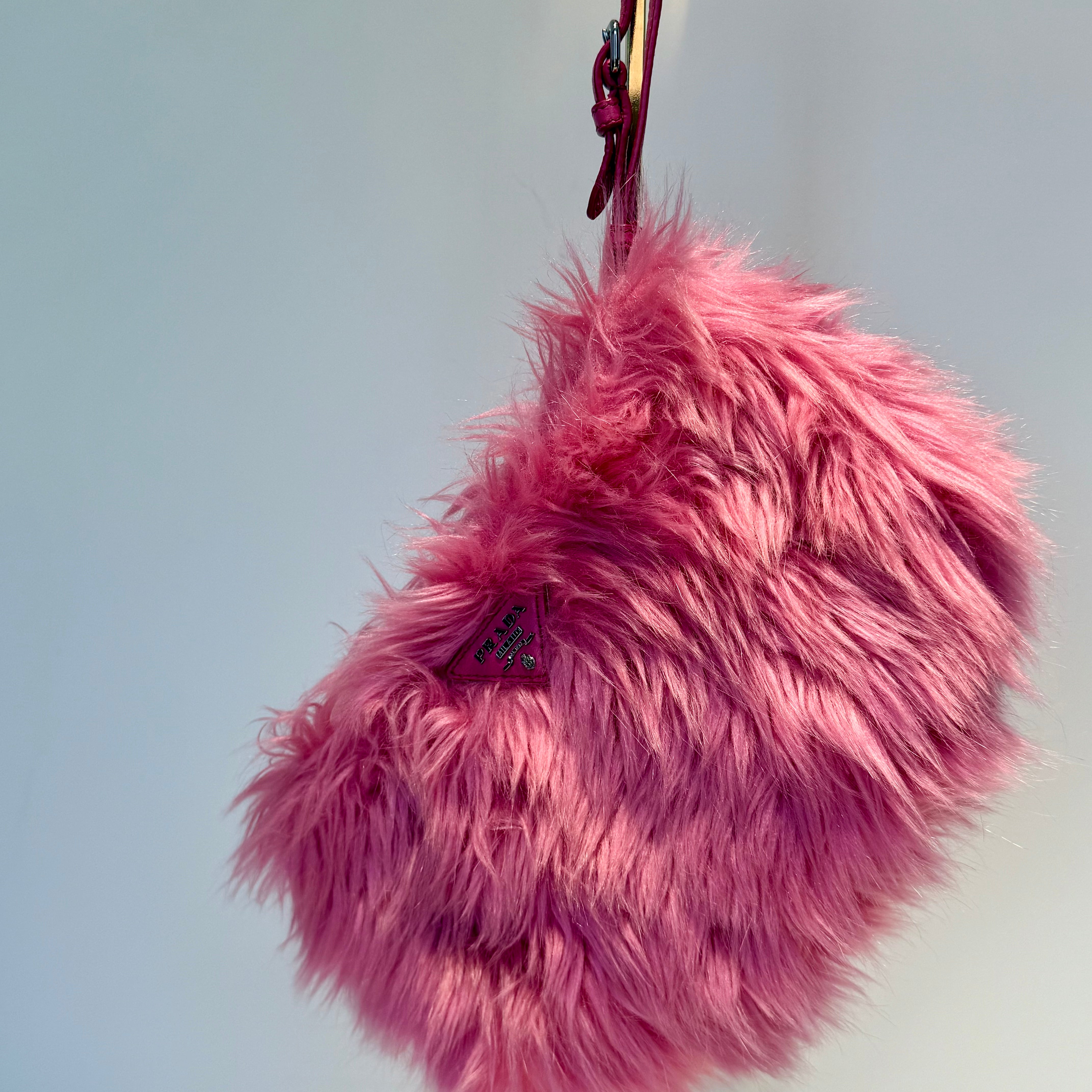 Prada Faux Fur Clutch Pink - Queen May