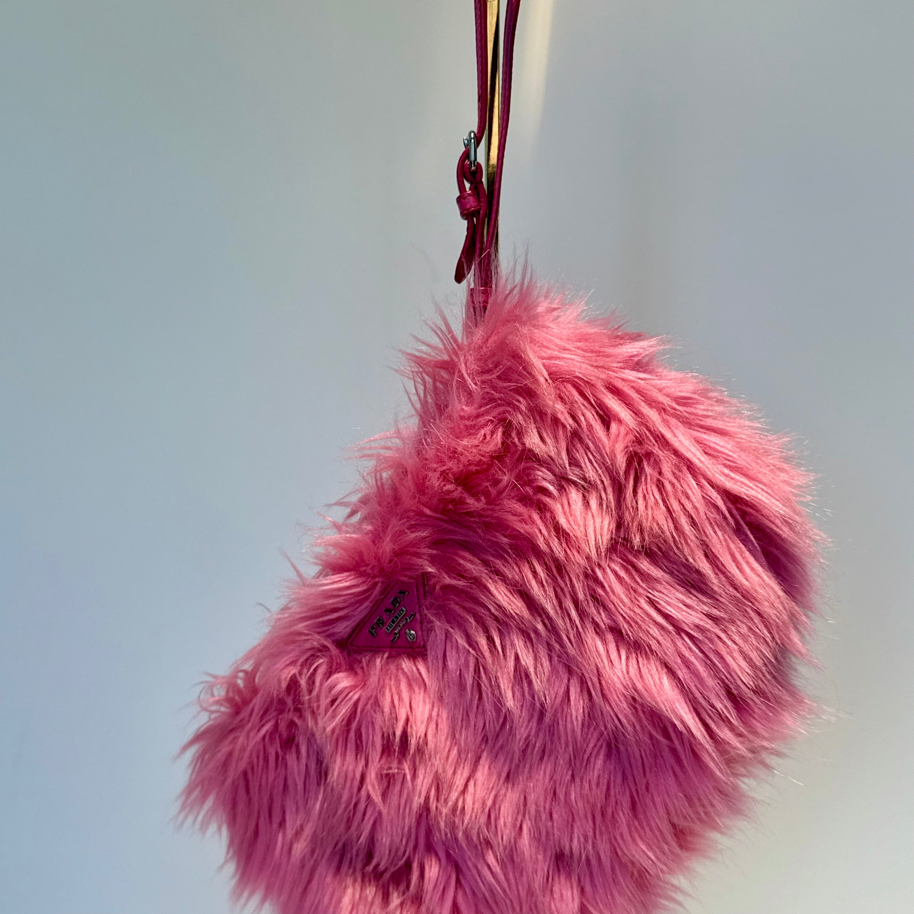 Prada Faux Fur Clutch Pink - Queen May