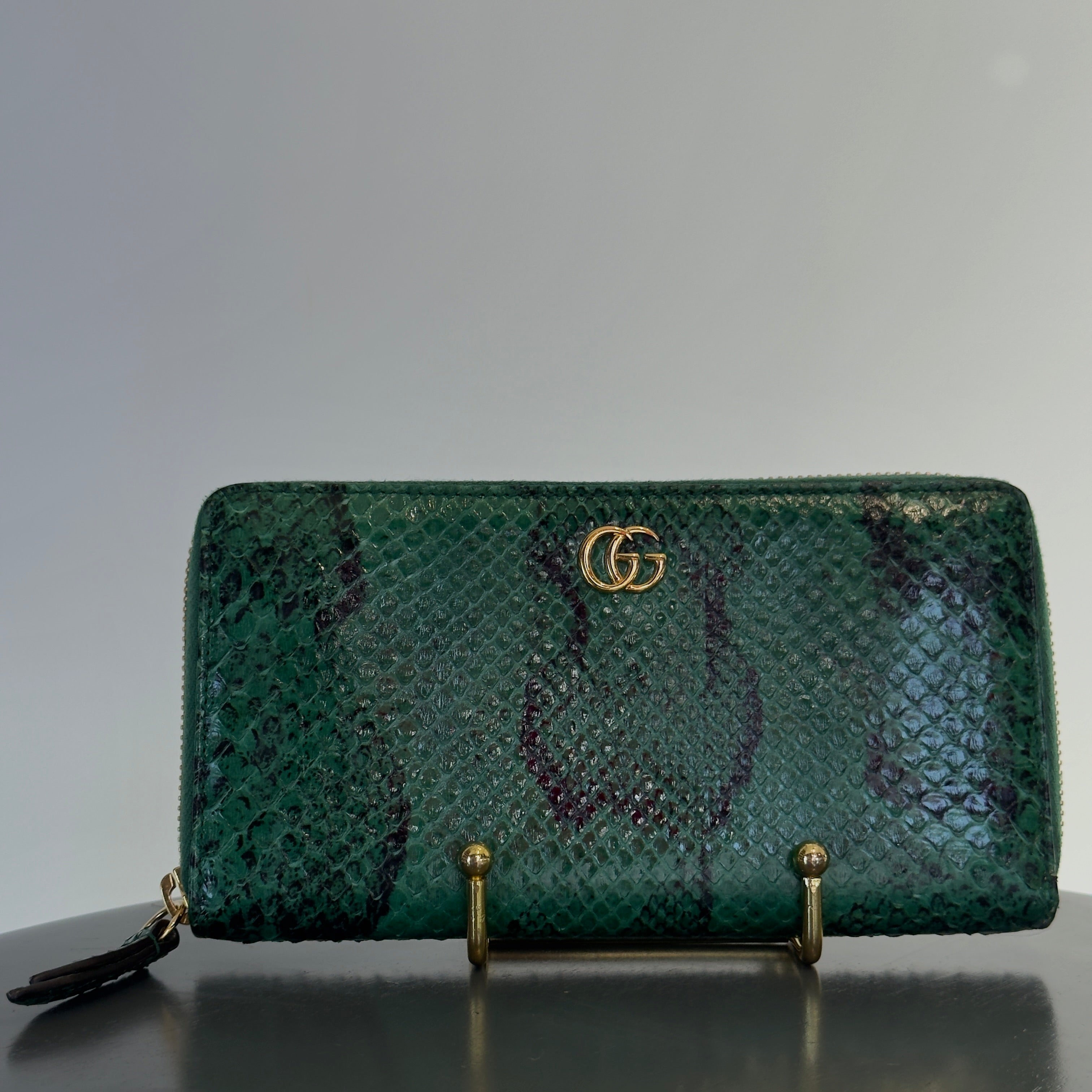 Gucci GG Marmont Green Python Wallet - Queen May