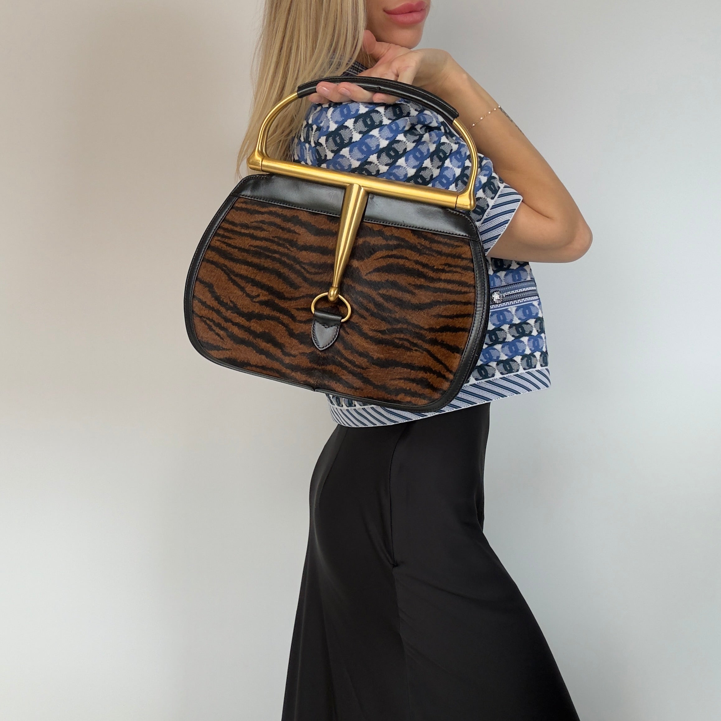 Ultra Rare Gucci Vintage Snafflebit Bag with Ponyhair Detail - Queen May