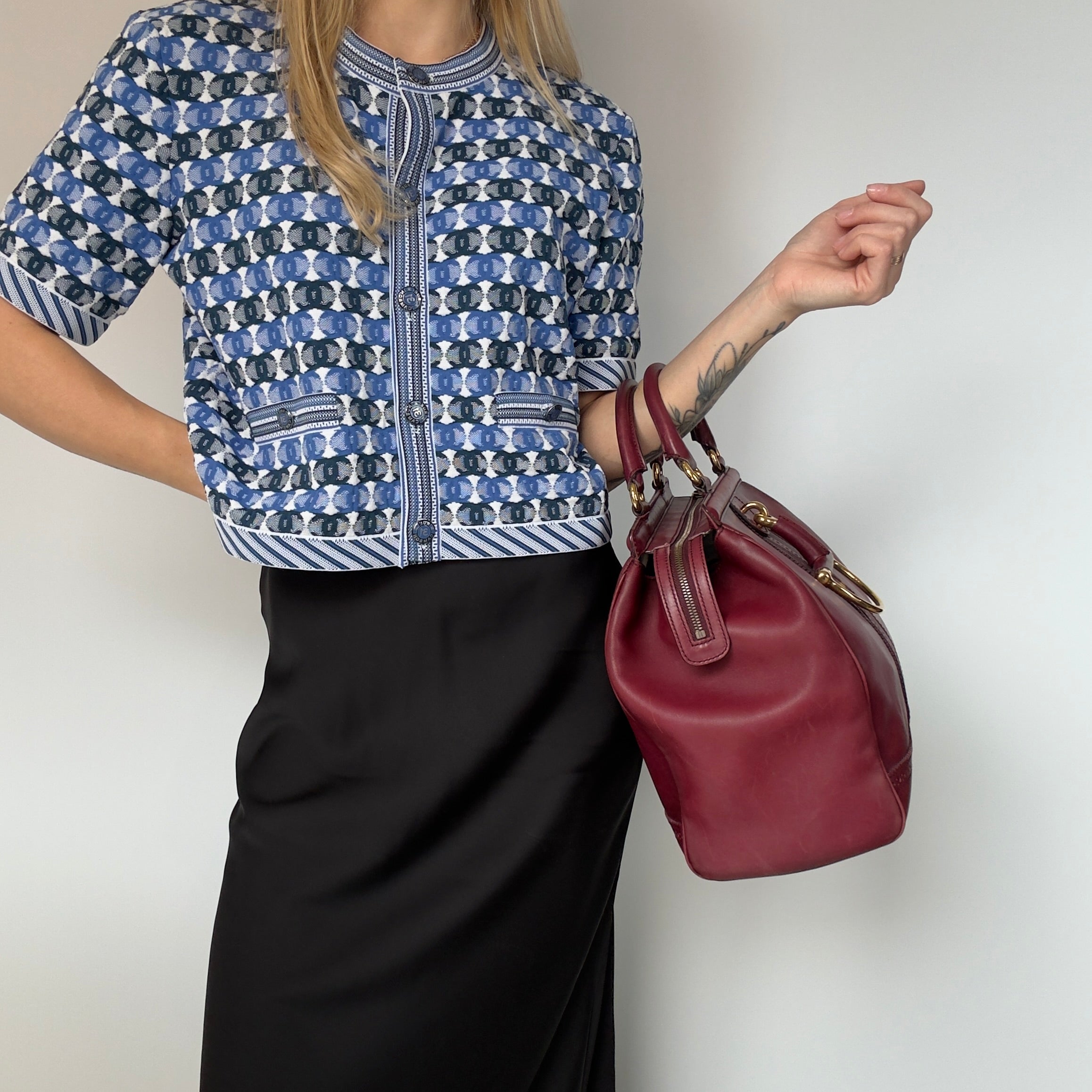 Gucci Calfskin Duilio Brogue Top Handle Bag Bordeaux - Queen May