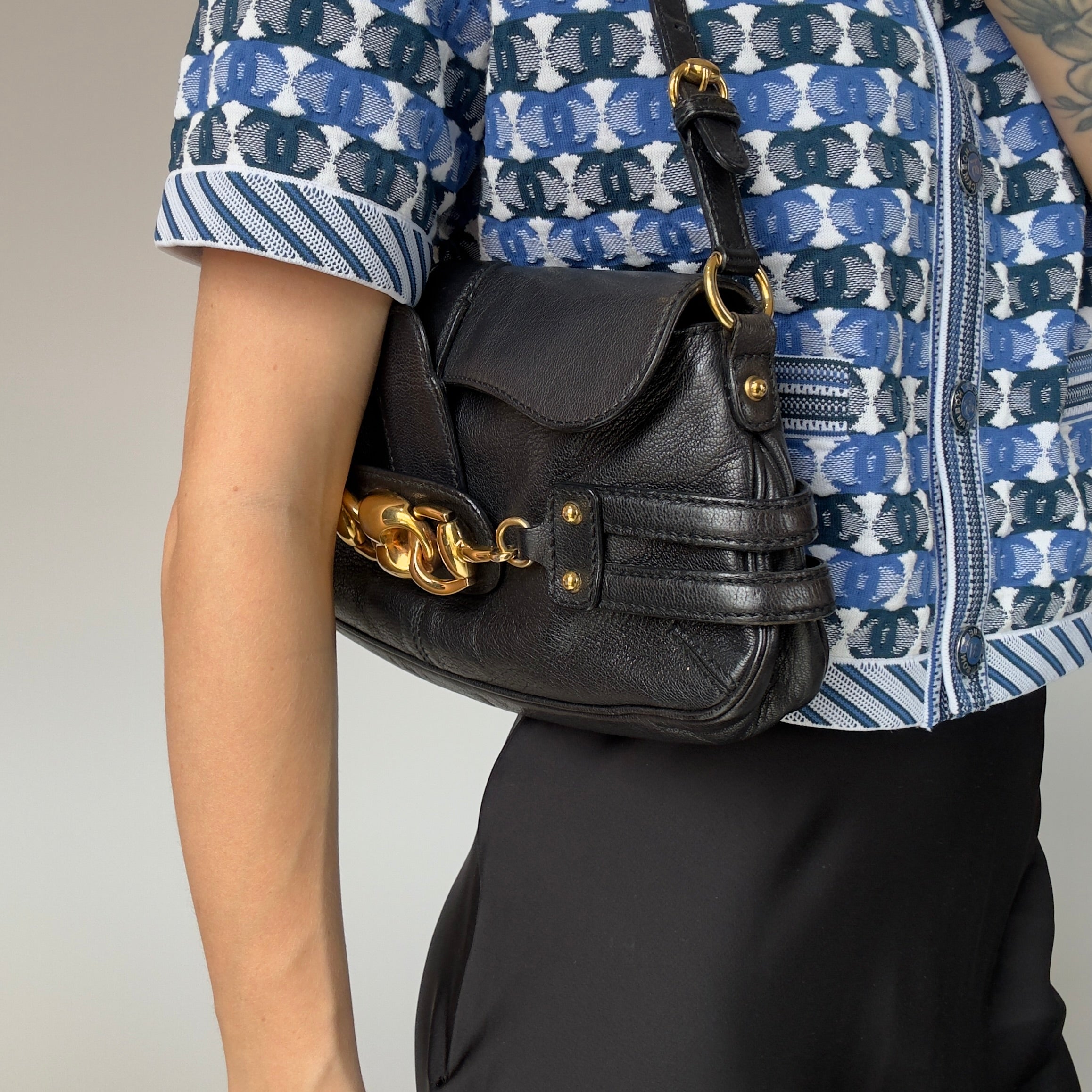 Gucci Leather Horsebit Chain Flap Shoulder Bag Tom Ford Era - Queen May