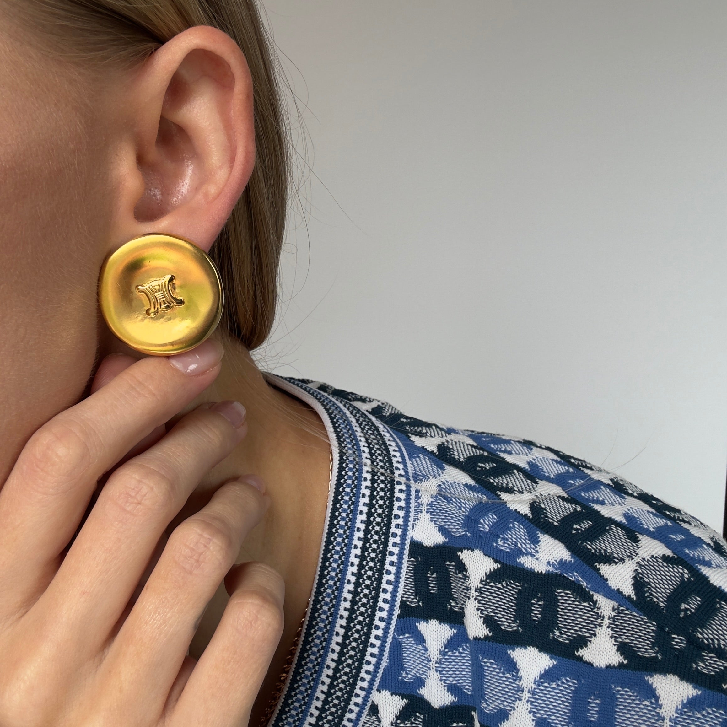 Vintage Celine Triomphe Earrings Clip On - Queen May