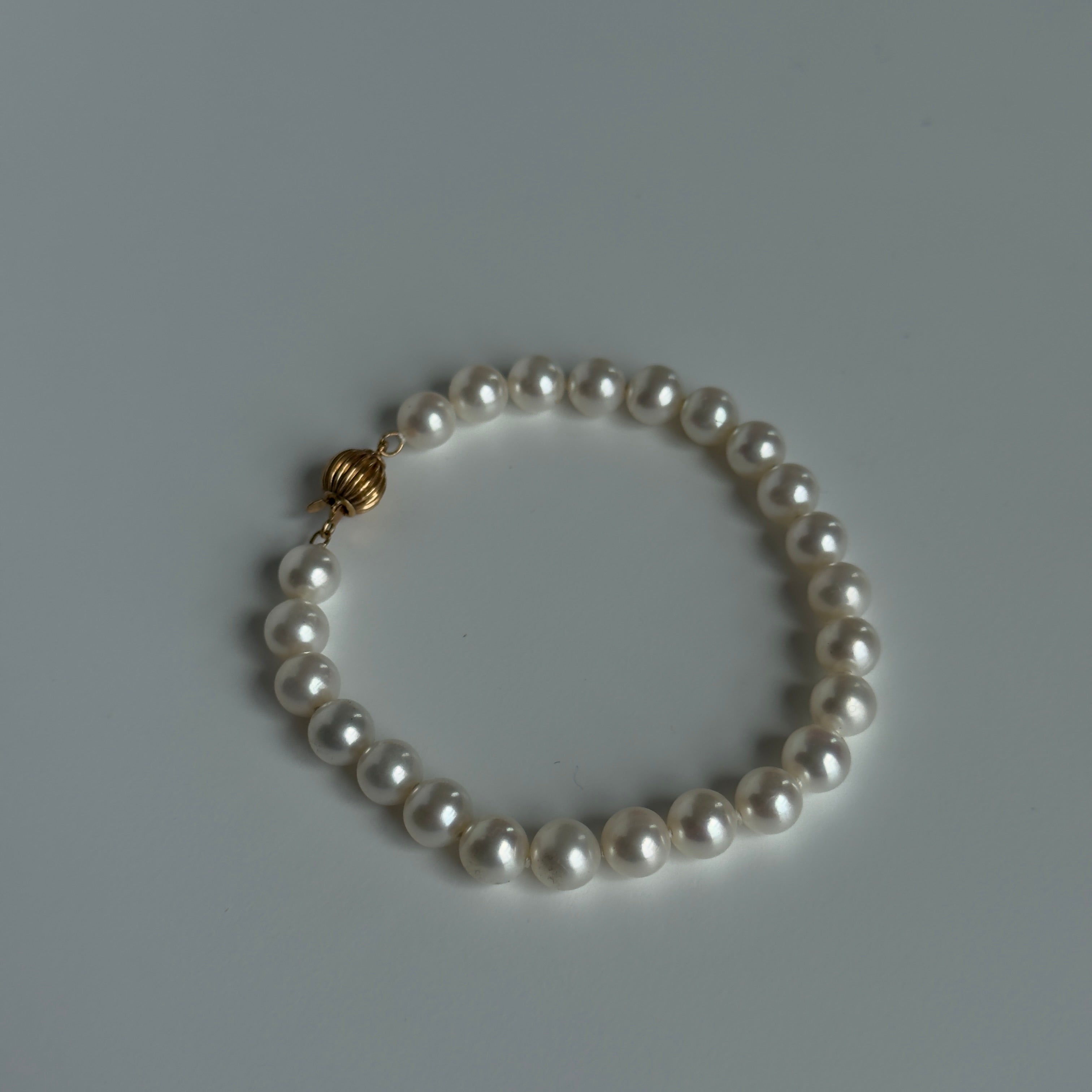 Vintage 14K Yellow Gold 6.75mm Cultured Pearl Bracelet - Queen May