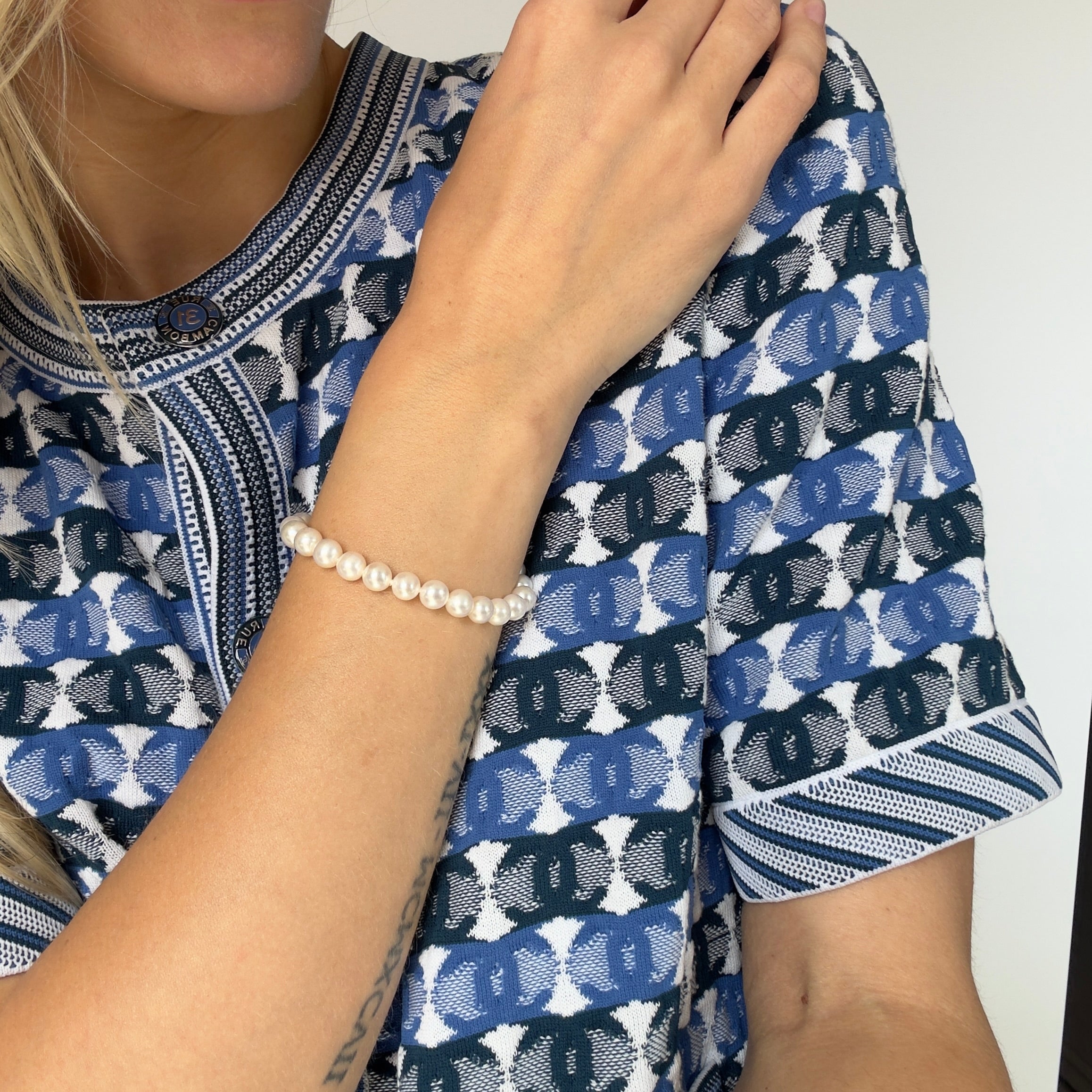 Vintage 14K Yellow Gold 6.75mm Cultured Pearl Bracelet - Queen May