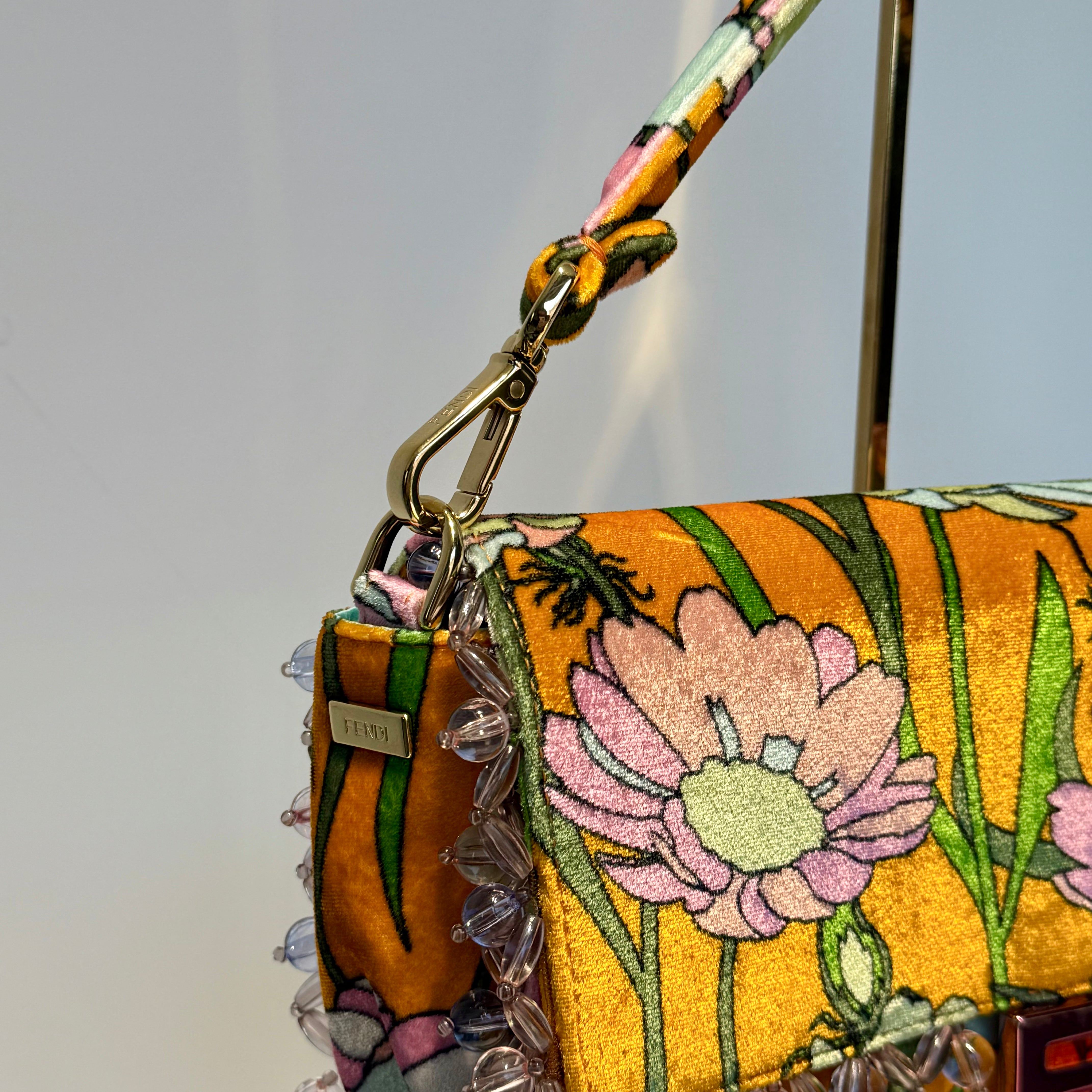 Rare Limited Edition Fendi Floral Velvet Baguette - Queen May