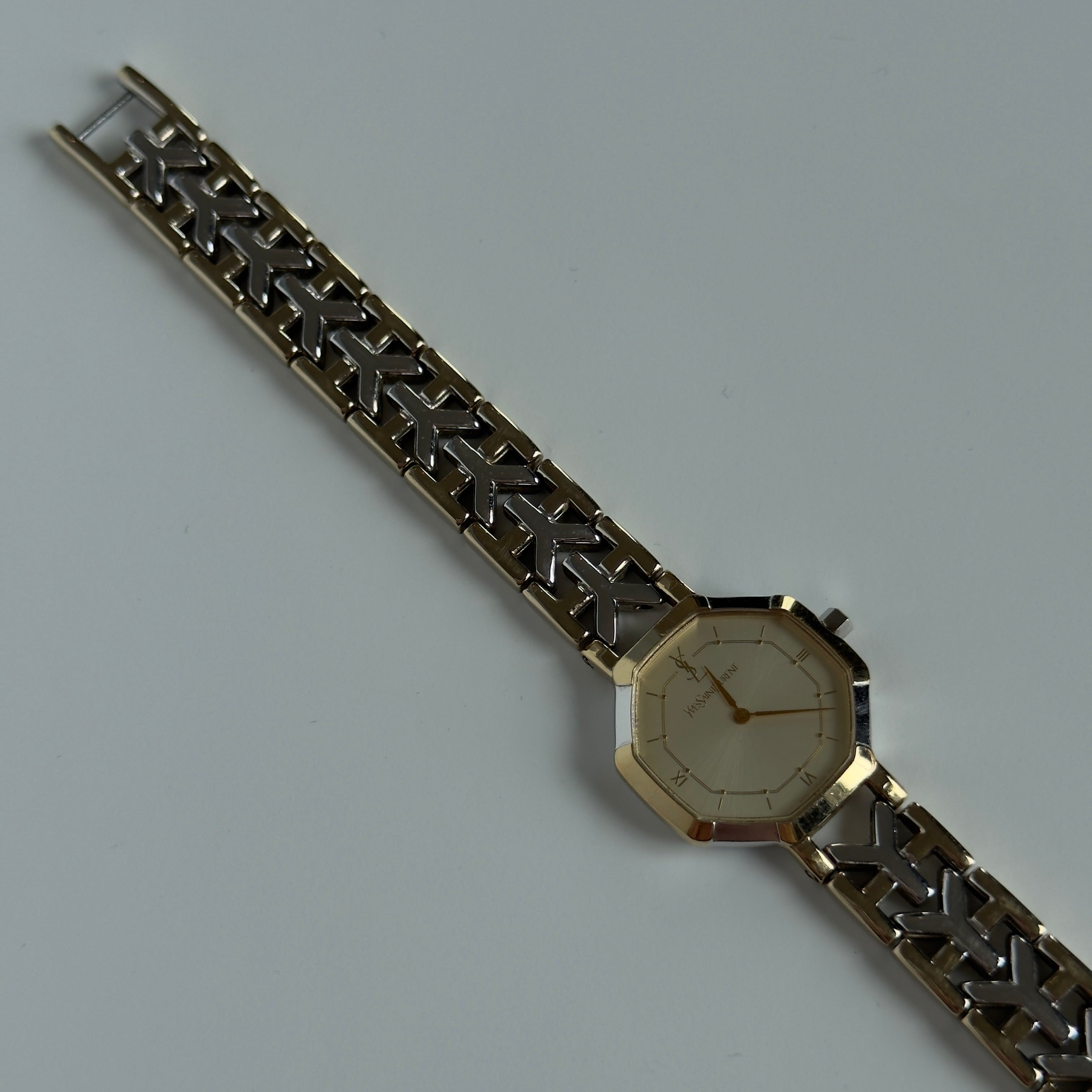 Saint Laurent Two Tone Stainless Steel Octagon Watch - Queen May