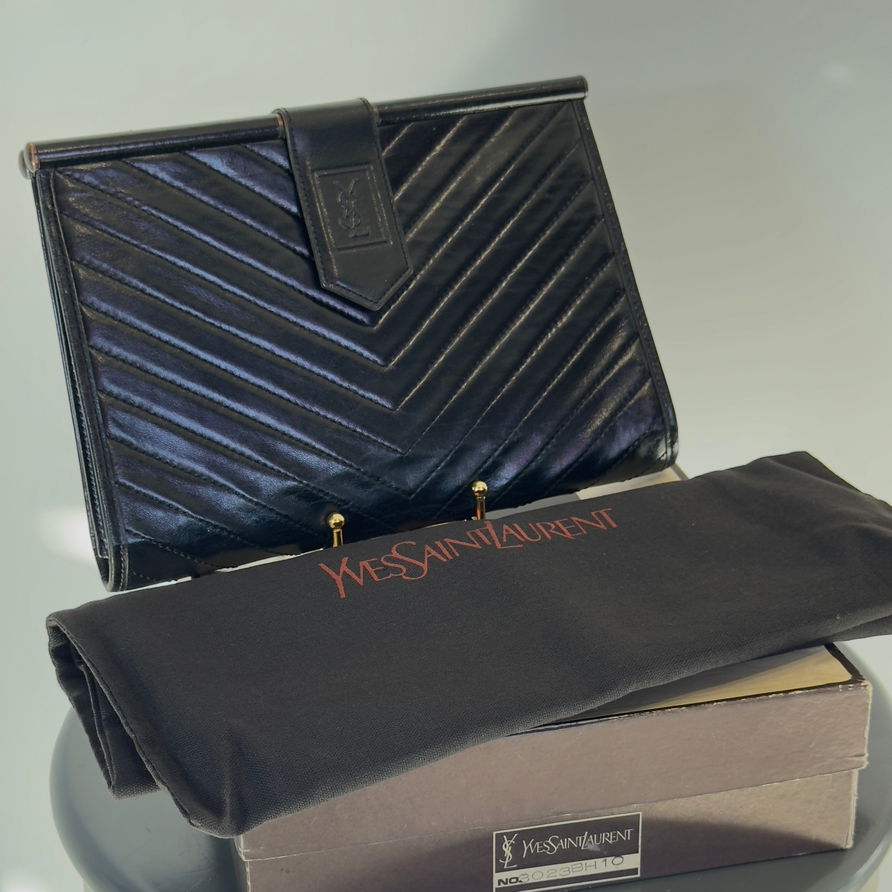 Vintage Yves Saint Laurent Black Clutch - Queen May