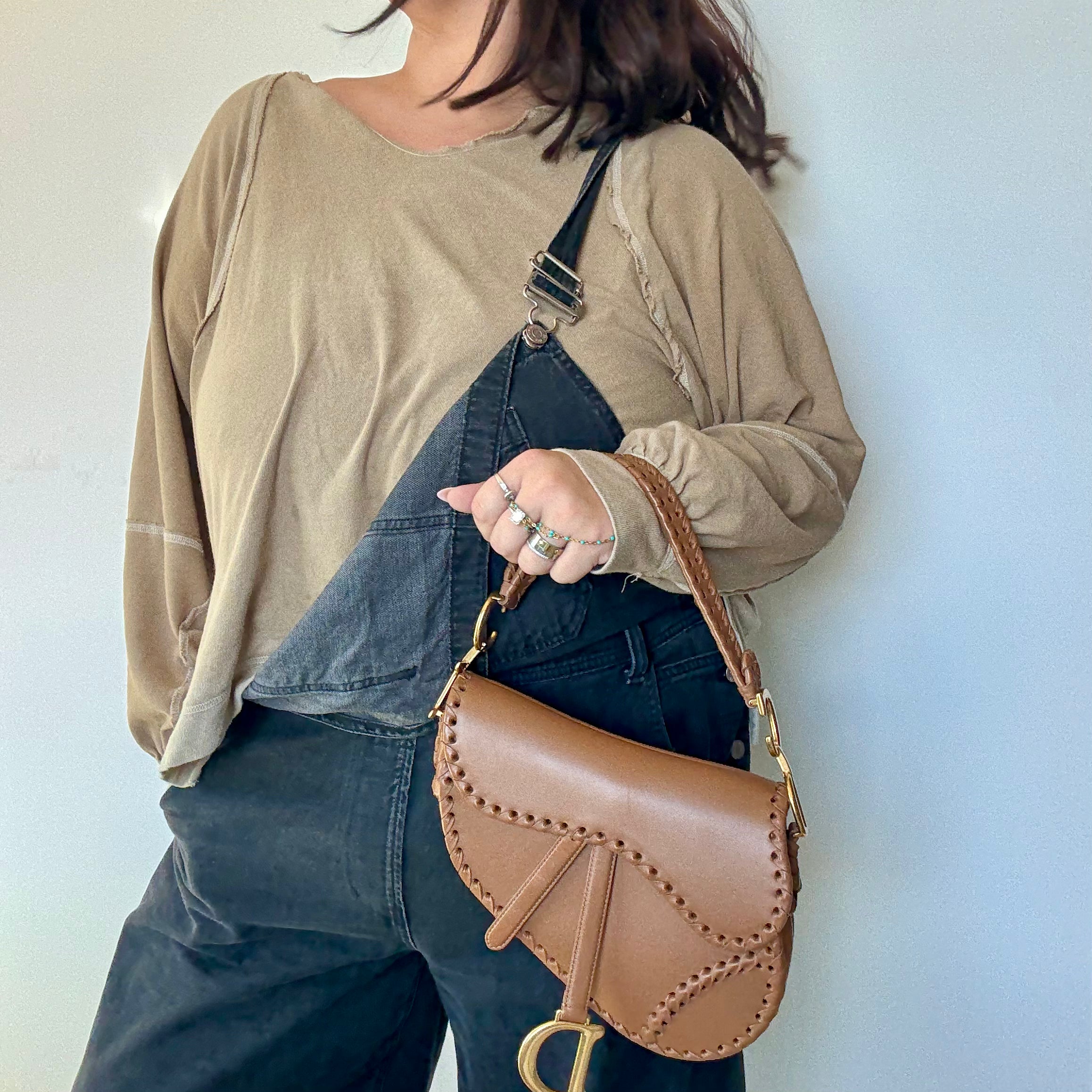 Christian Dior Whipstitch Saddle Bag With Embroidered Studded Canvas Kaleidoscope Strap - Queen May
