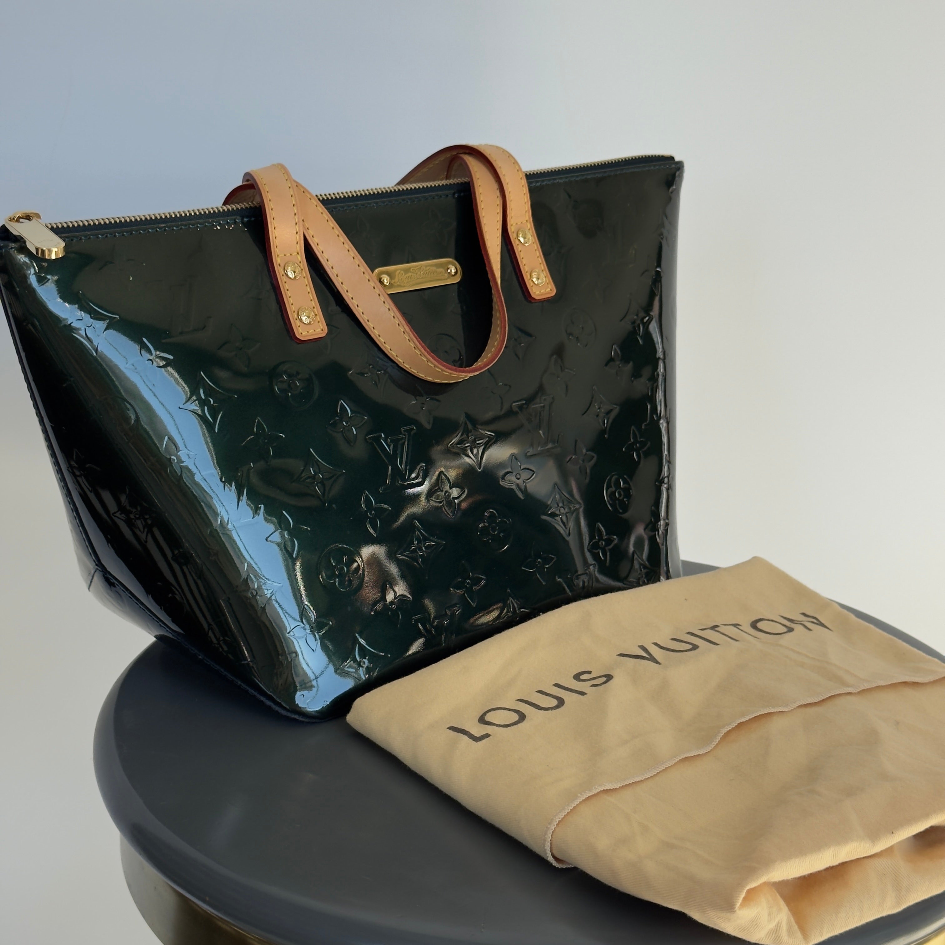Louis Vuitton Rare Green Vernis Bellevue Tote GM - Queen May