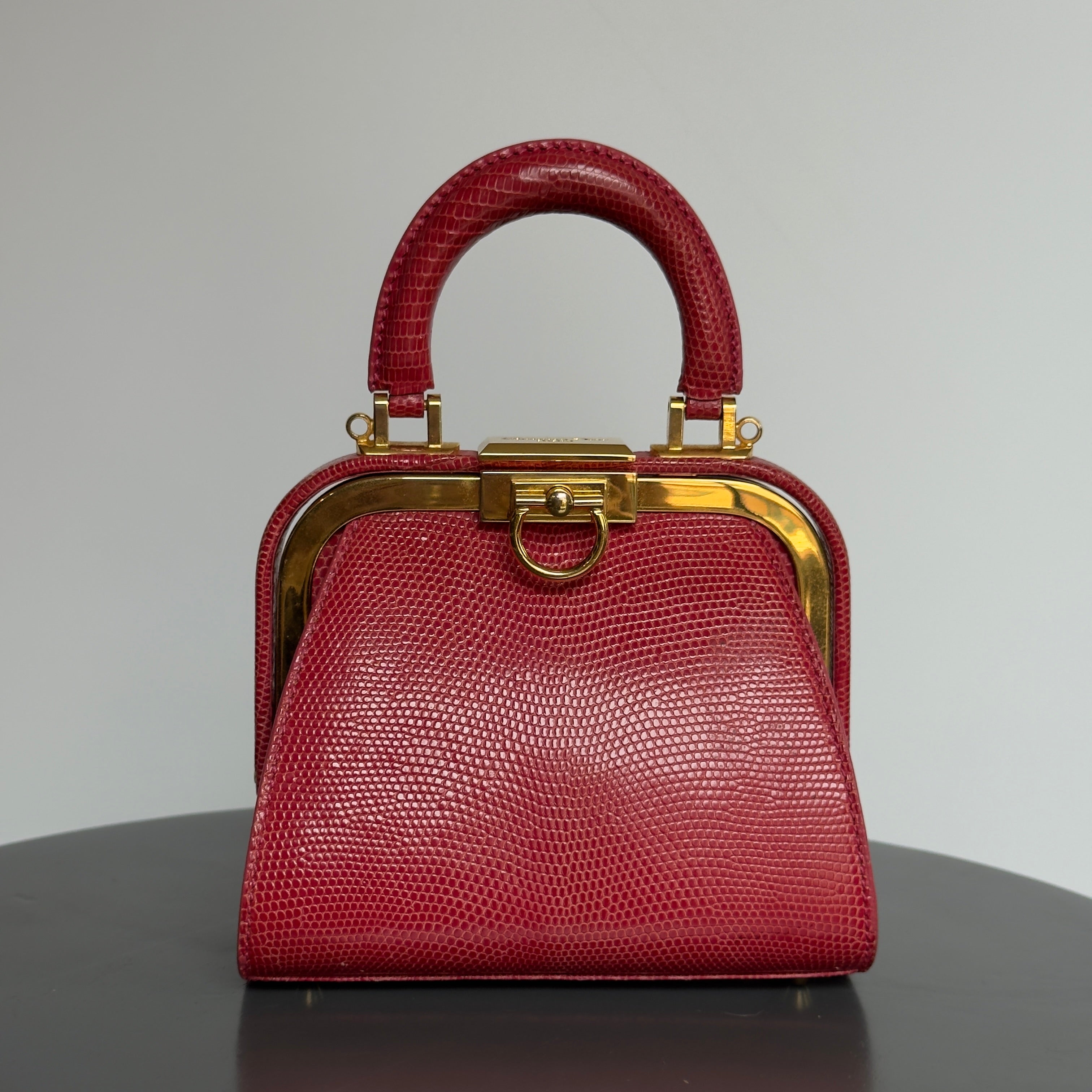 Vintage Christian Dior Top Handle Mini Kisslock Lizard - Queen May