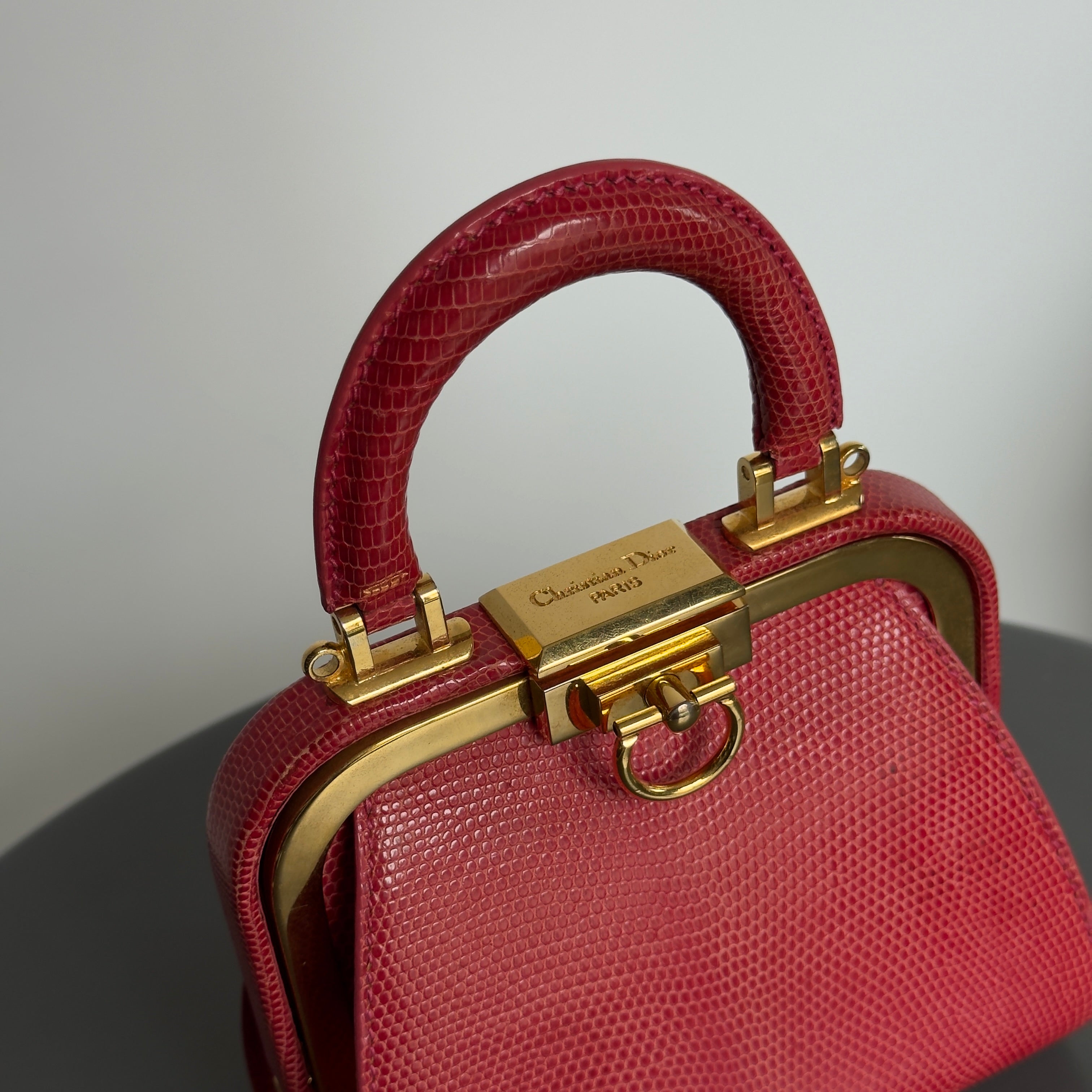 Vintage Christian Dior Top Handle Mini Kisslock Lizard - Queen May