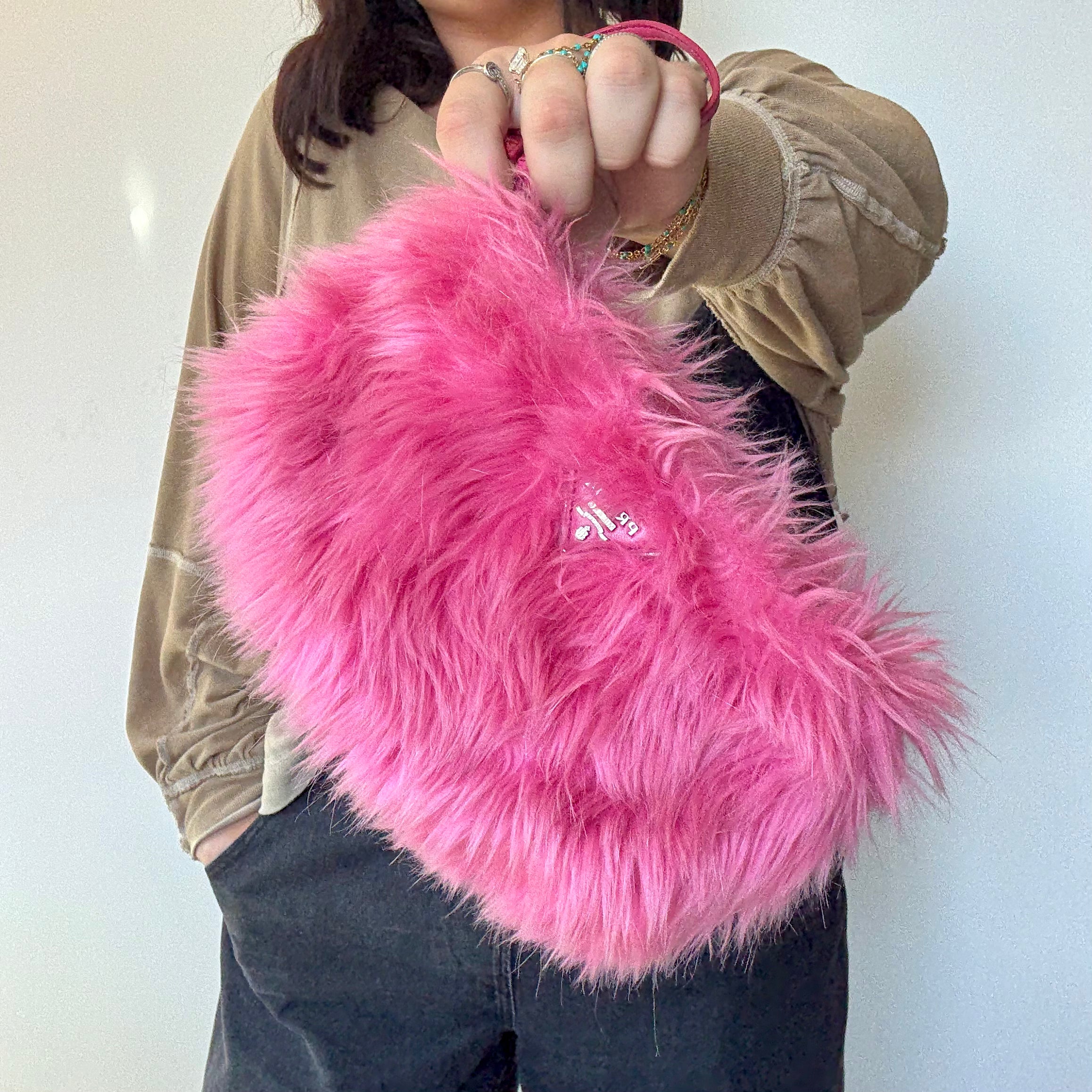 Prada Faux Fur Clutch Pink - Queen May