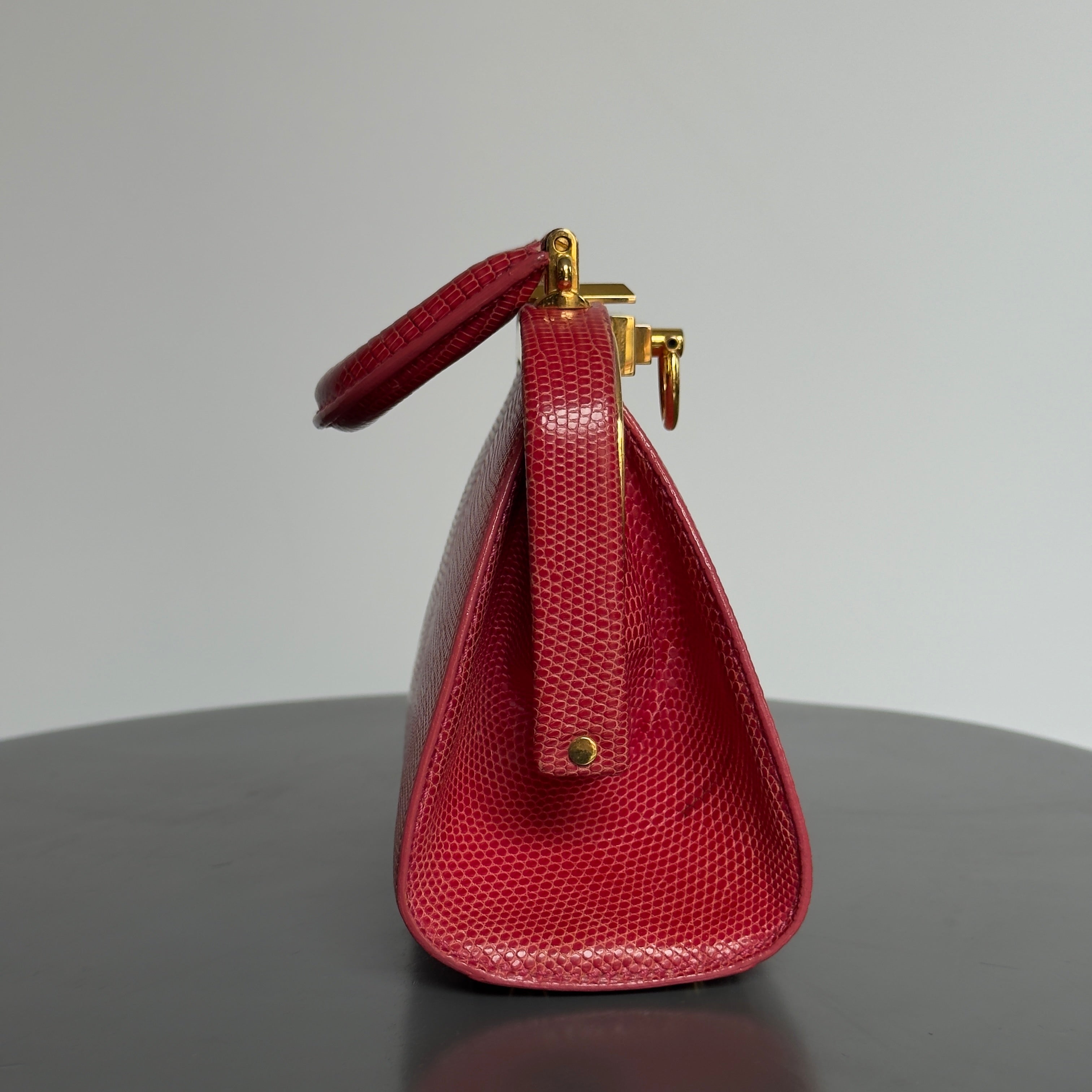Vintage Christian Dior Top Handle Mini Kisslock Lizard - Queen May