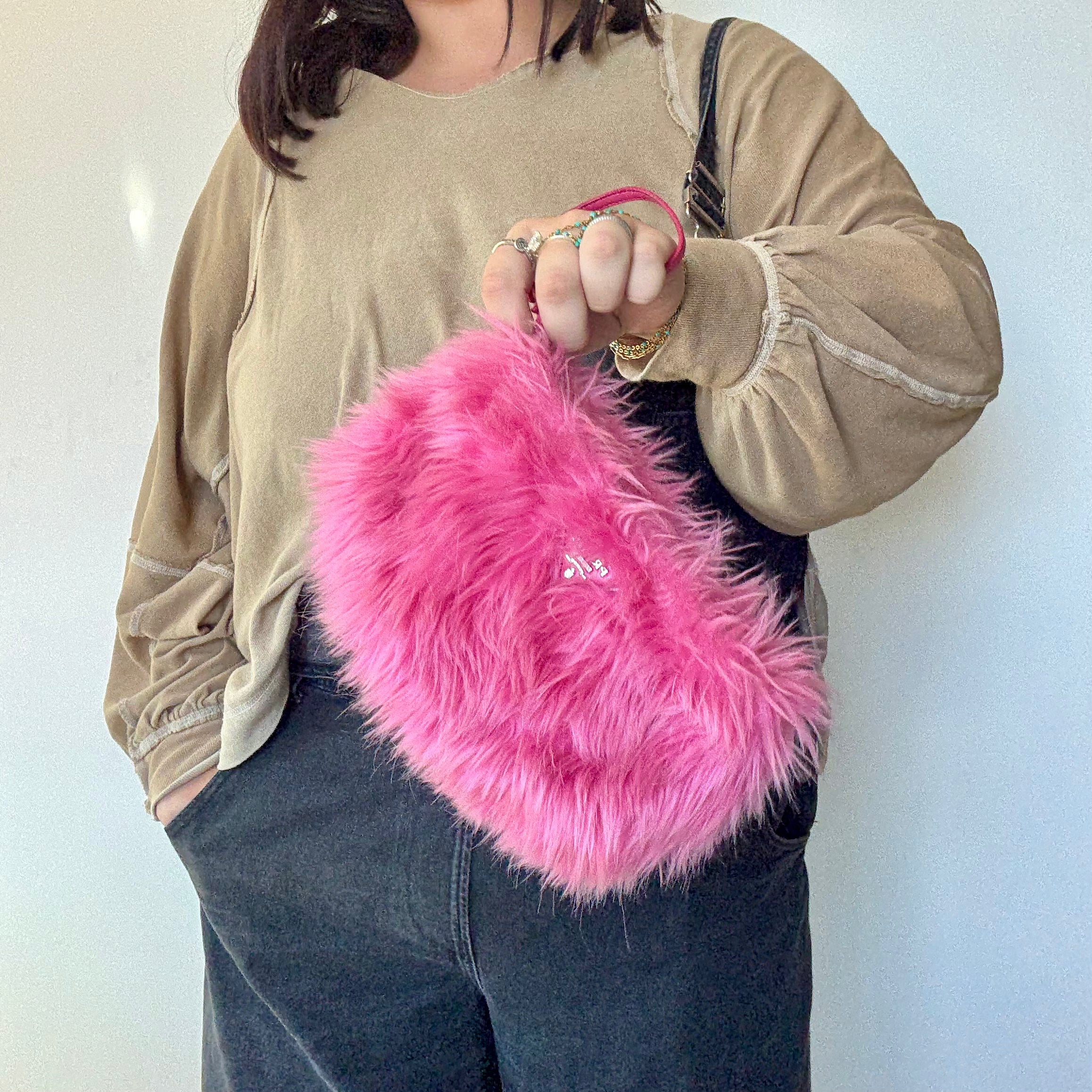 Prada Faux Fur Clutch Pink - Queen May