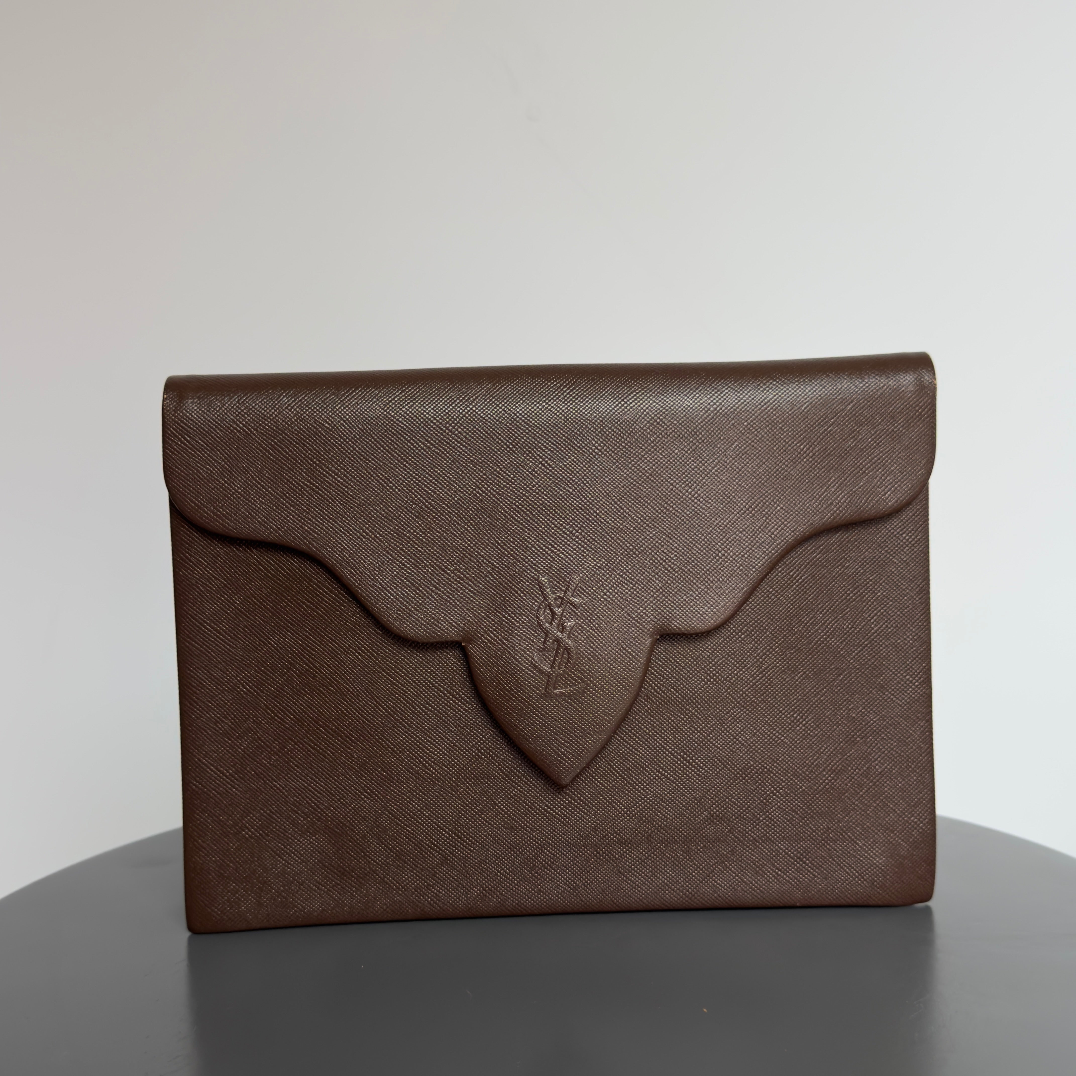 Vintage Yves Saint Laurent Clutch Dark Brown - Queen May