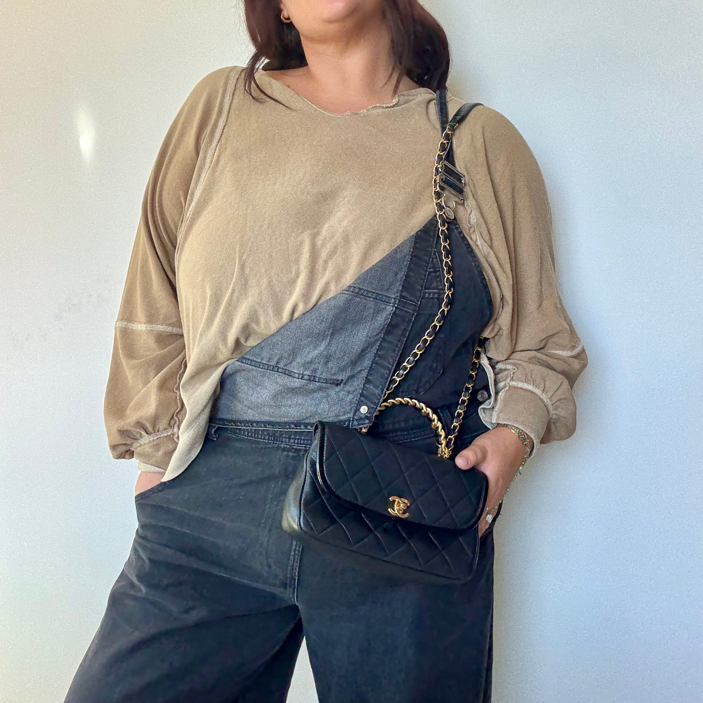 Chanel CC Chain Handle Flap Bag Quilted Crumpled Lambskin - Queen May