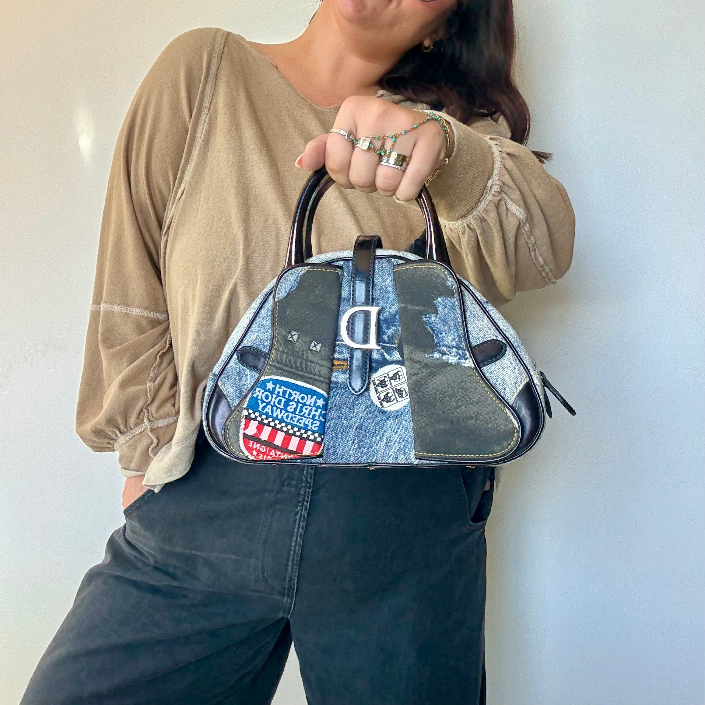 Christian Dior Denim Speedway Mini Saddle Bowler Blue - Queen May