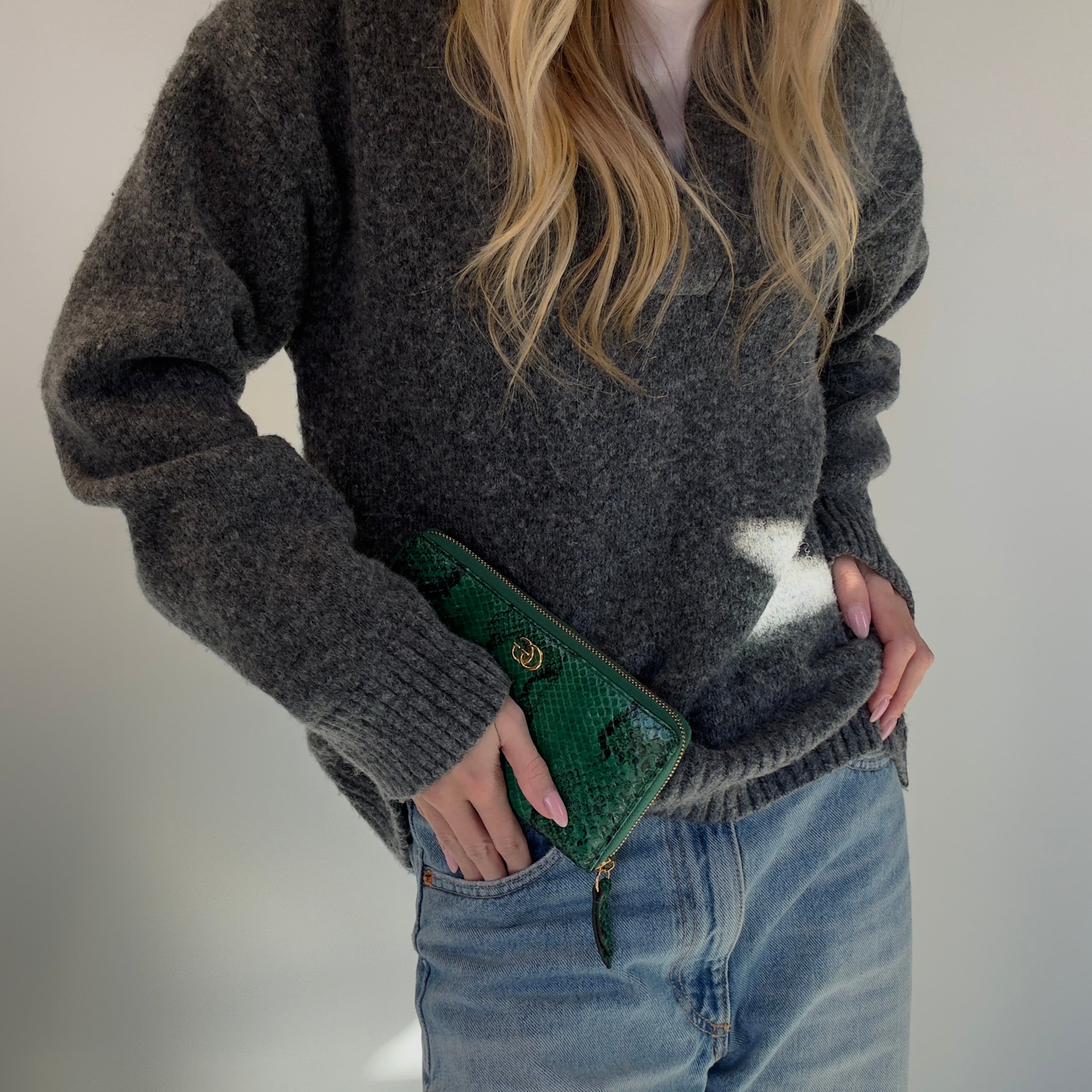 Gucci GG Marmont Green Python Wallet - Queen May